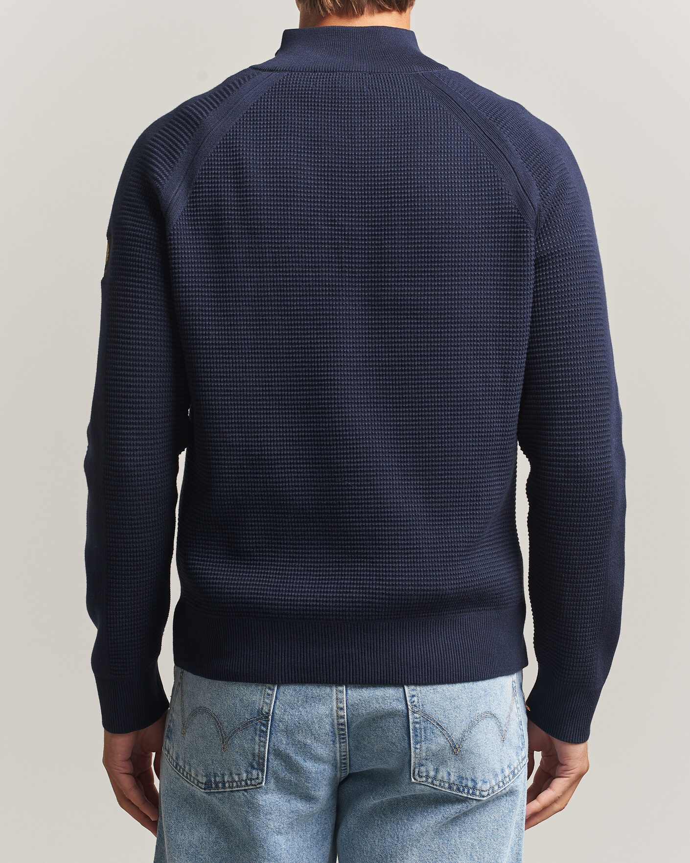 Herren | Pullover | Belstaff | Bradwell Cotton Knitted Quarter Zip Dark Ink