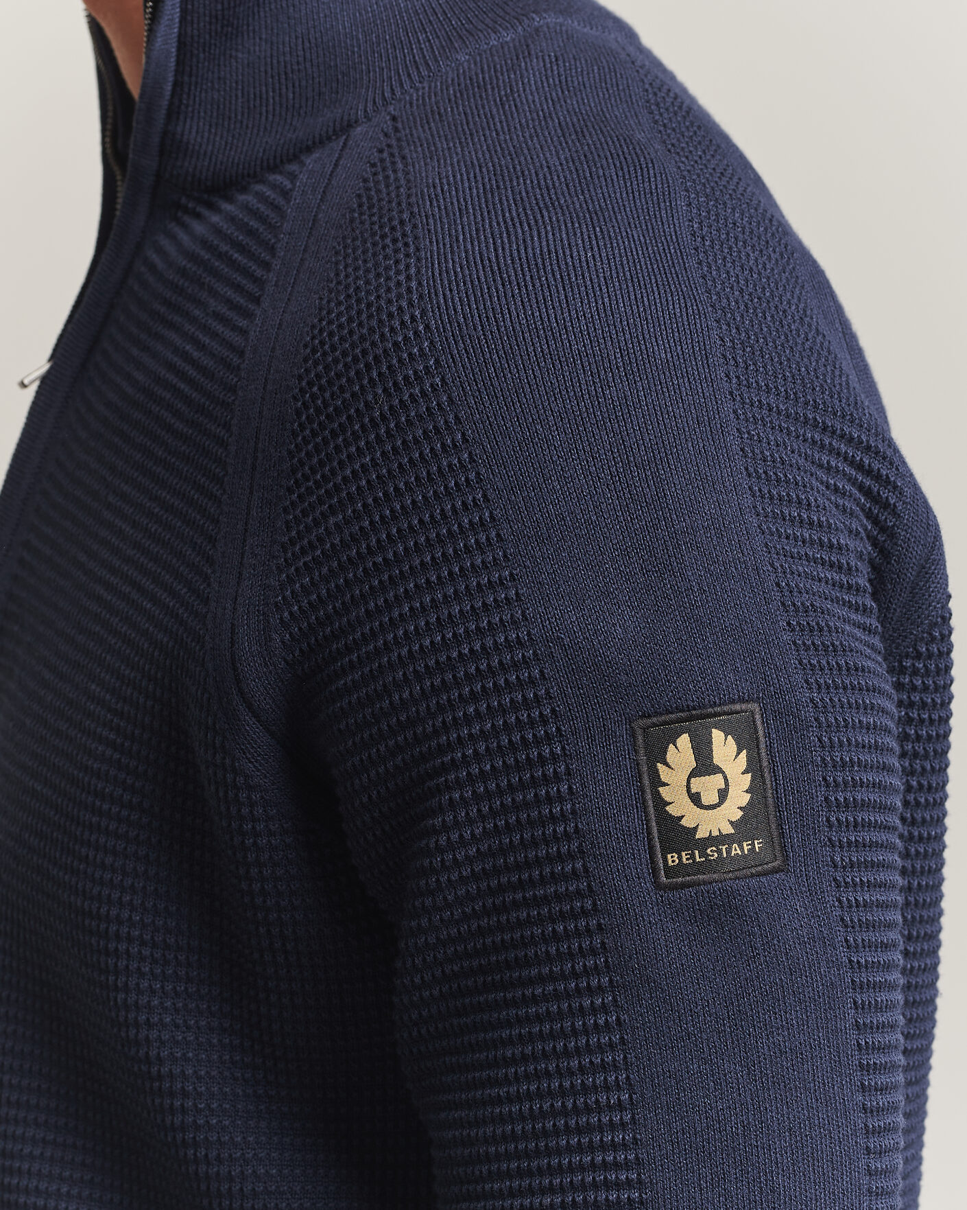 Herren | Pullover | Belstaff | Bradwell Cotton Knitted Quarter Zip Dark Ink