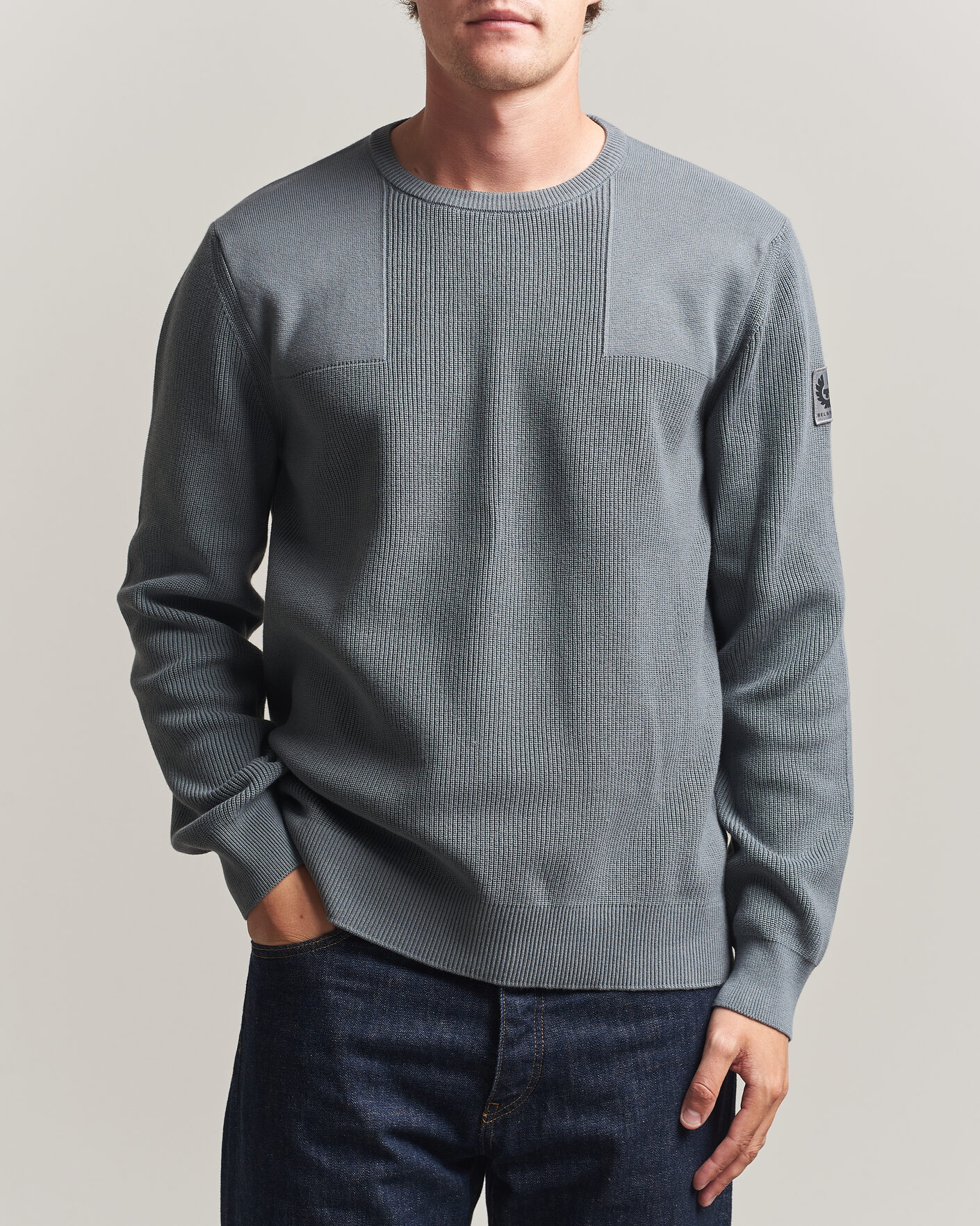 Herren | Pullover | Belstaff | Commander Knitted Crew Neck Atlantic Grey