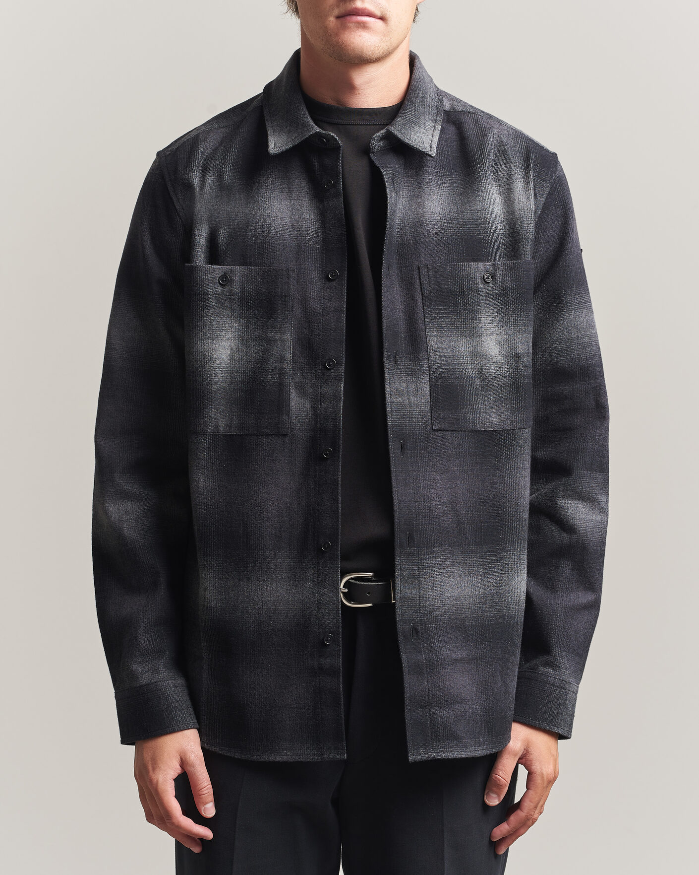 Herren | Hemden | Belstaff | Outpost Cotton Flannel Checked Overshirt Black