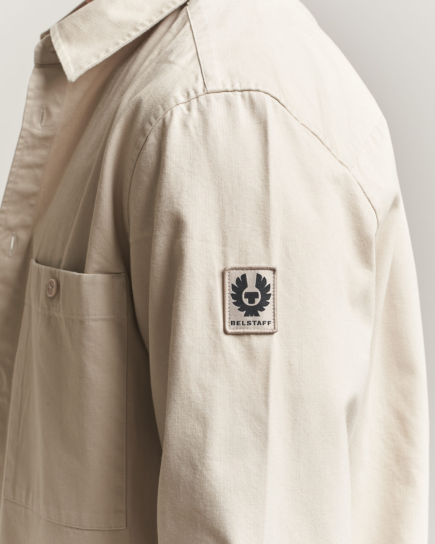 Herren | Hemden | Belstaff | Outpost Cotton Herringbone Overshirt Pale Stone