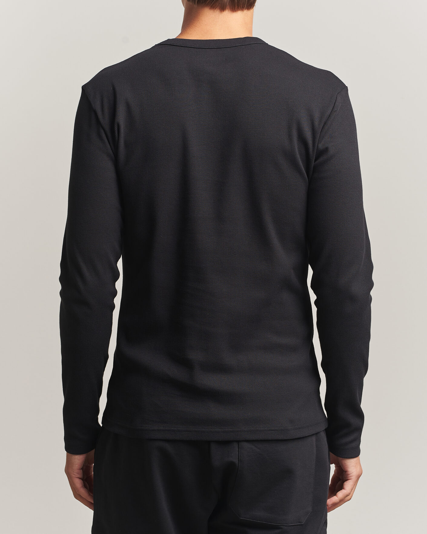 Herren | T-Shirts | Bread & Boxers | Ribbed Long Sleeve T-Shirt Black