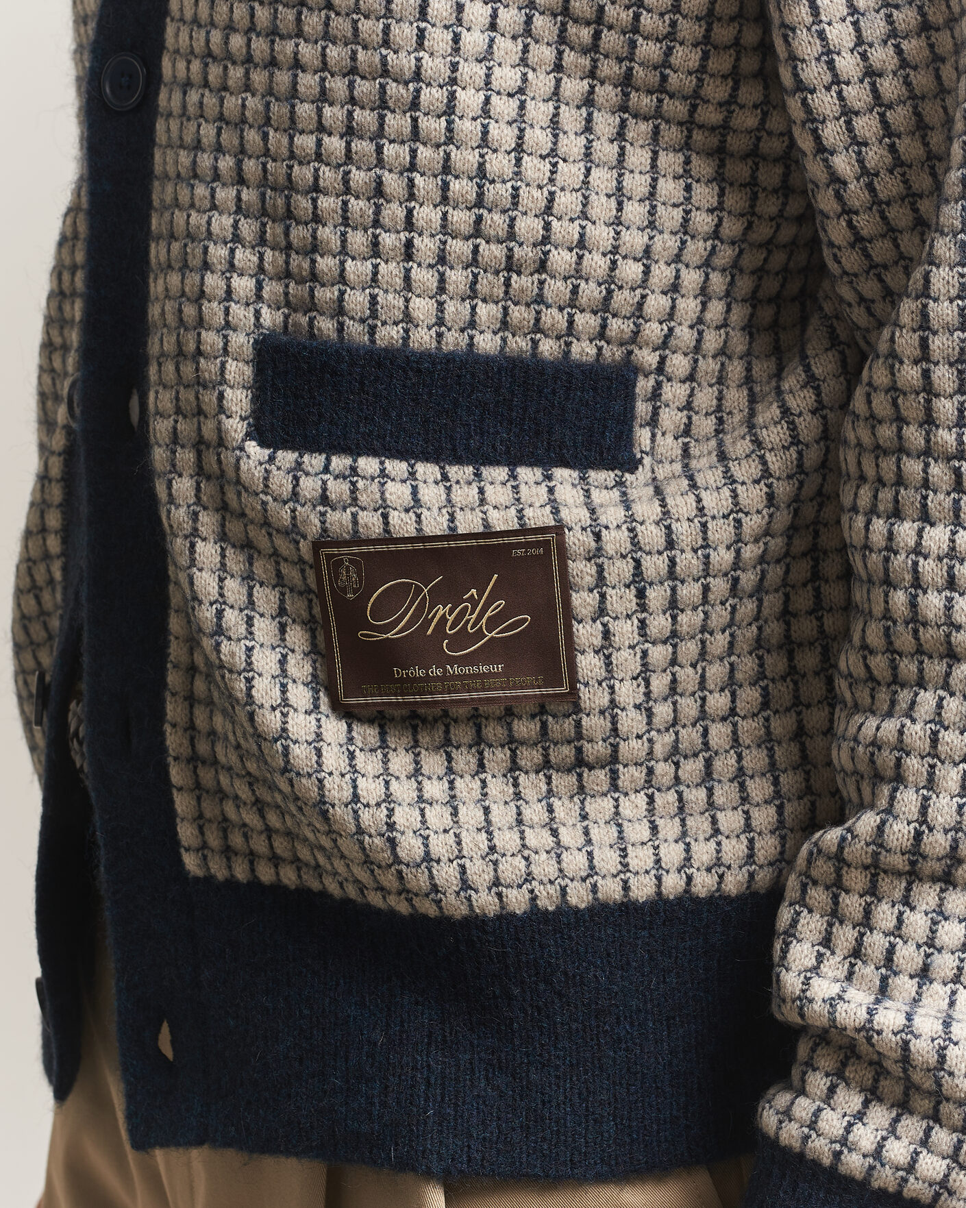 Herren | Pullover | Drôle de Monsieur | Waffle Knitted Cardigan Navy