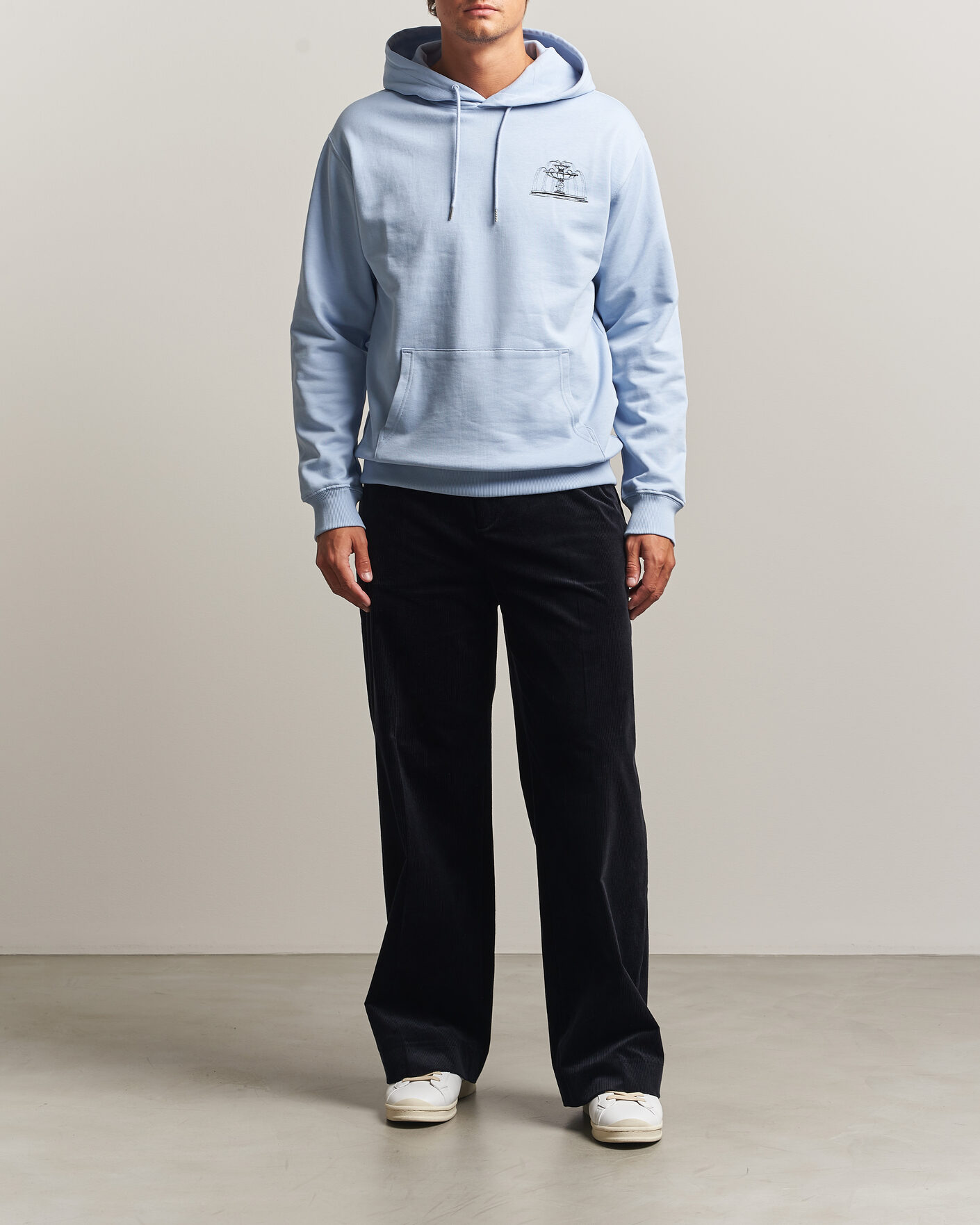 Herren | Pullover | Drôle de Monsieur | Fountain Printed Hoodie Light Blue