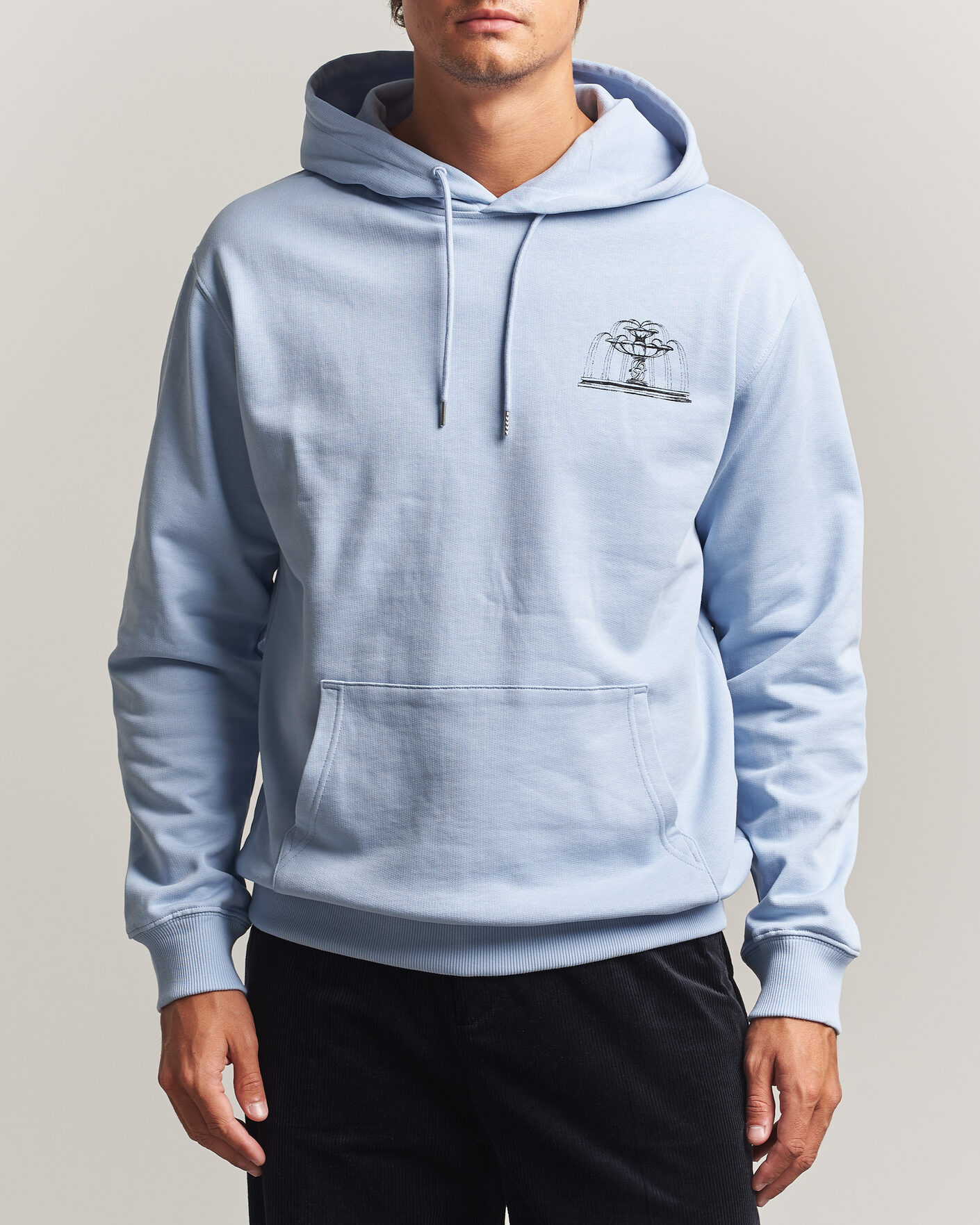Herren | Pullover | Drôle de Monsieur | Fountain Printed Hoodie Light Blue