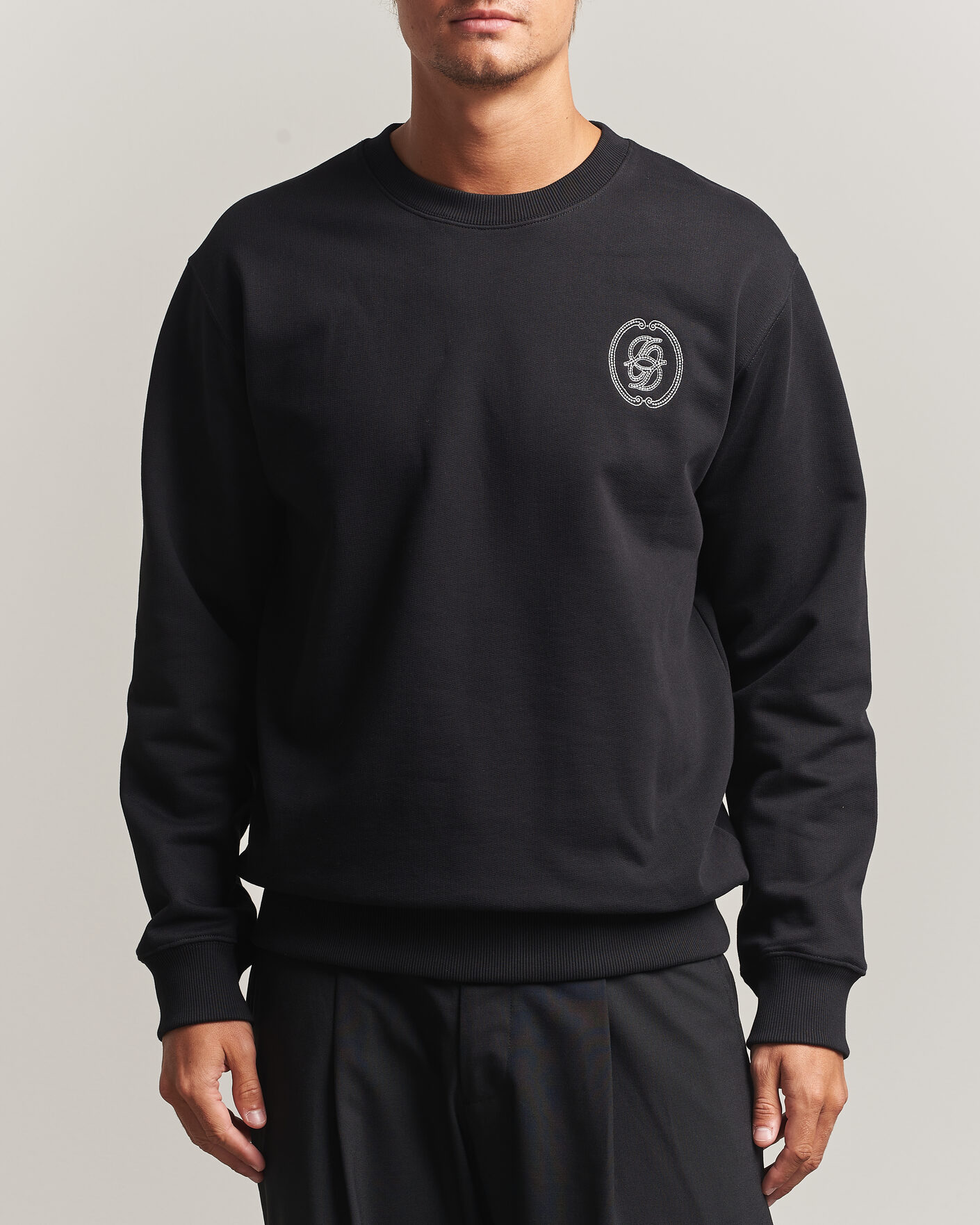 Herren | Pullover | Drôle de Monsieur | Mirror D Embroidered Sweatshirt Black