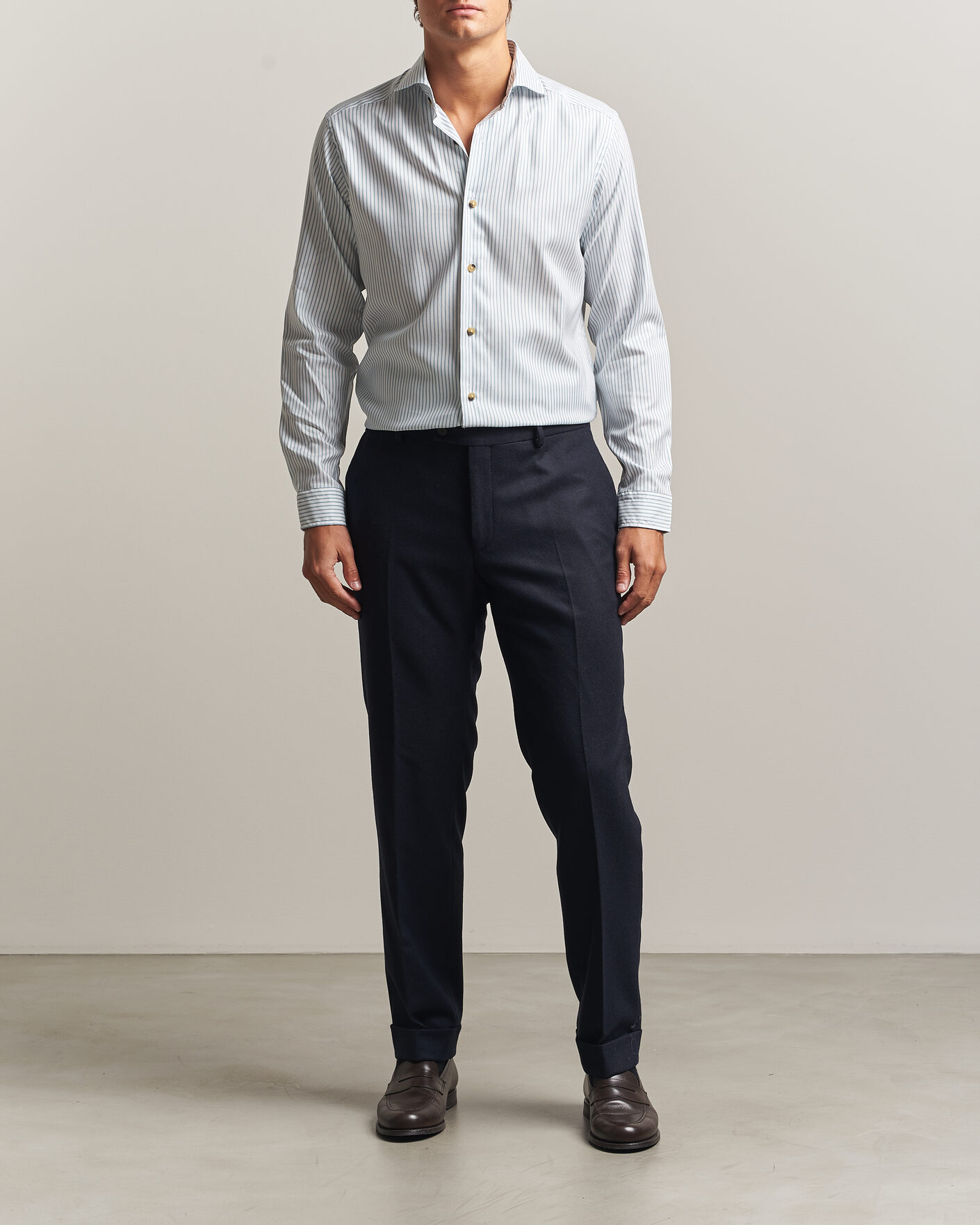 Herren | Hemden | Eton | Casual Fit Signature Oxford Striped Shirt Mid Blue