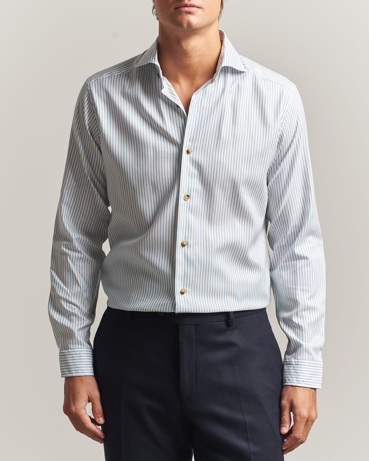 Herren | Hemden | Eton | Casual Fit Signature Oxford Striped Shirt Mid Blue