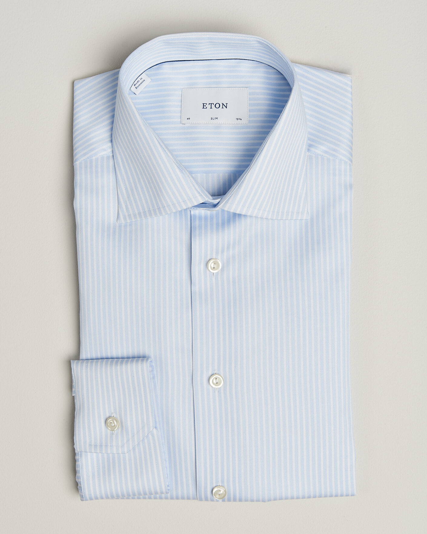 Herren | Hemden | Eton | Slim Fit Signature Twill Striped Shirt Light Blue