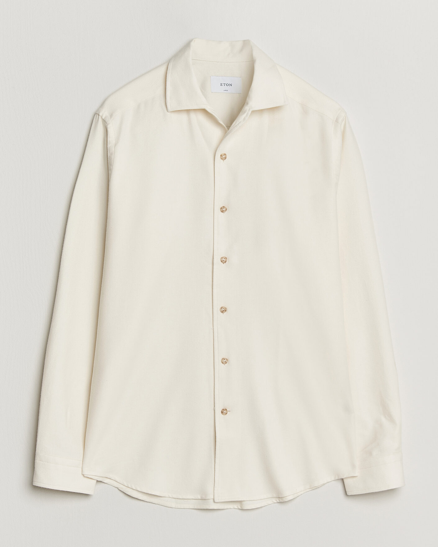 Herren | Hemden | Eton | Casual Fit One Piece Collar Flannel Shirt Off White