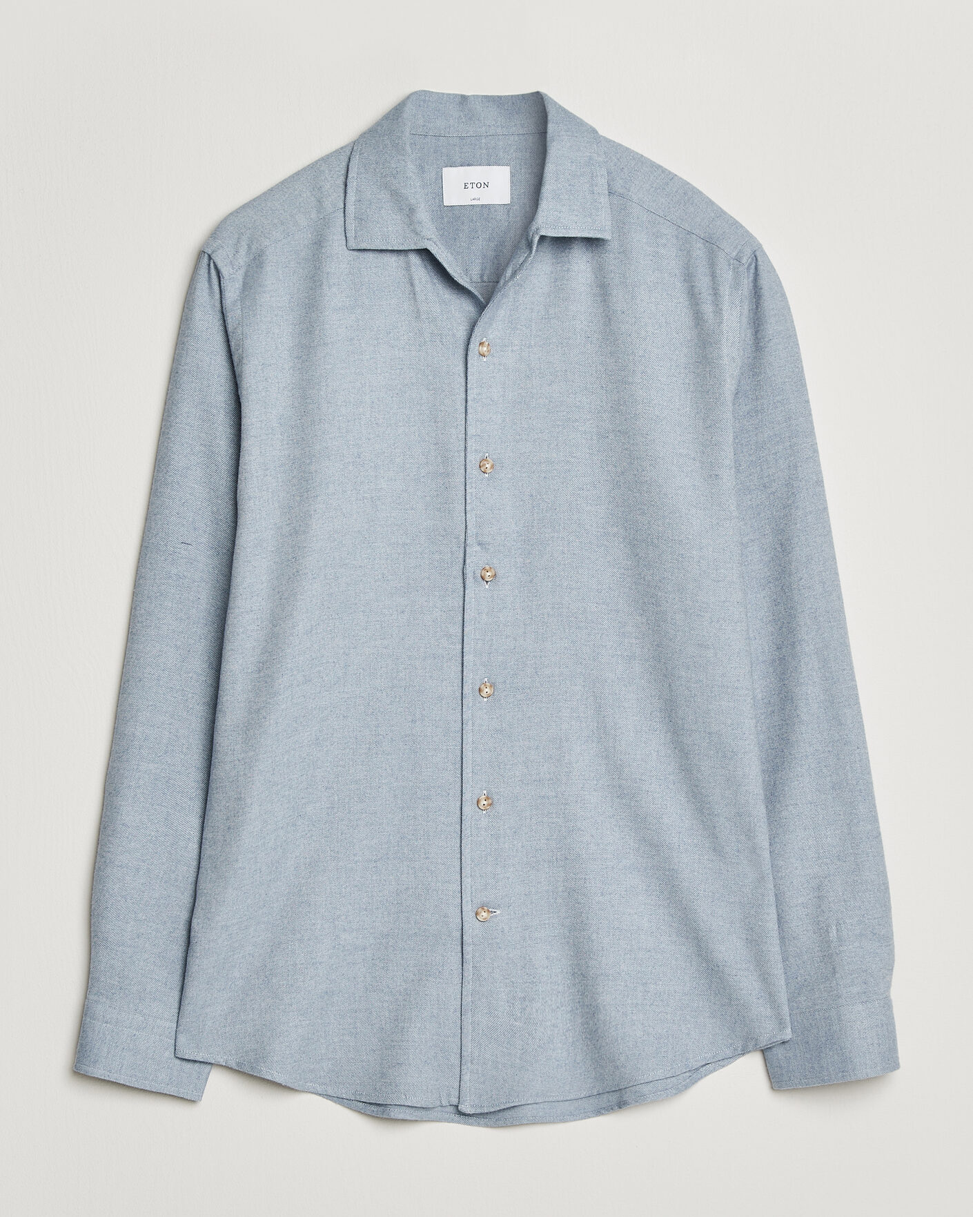 Herren | Hemden | Eton | Casual Fit One Piece Collar Flannel Shirt Light Blue