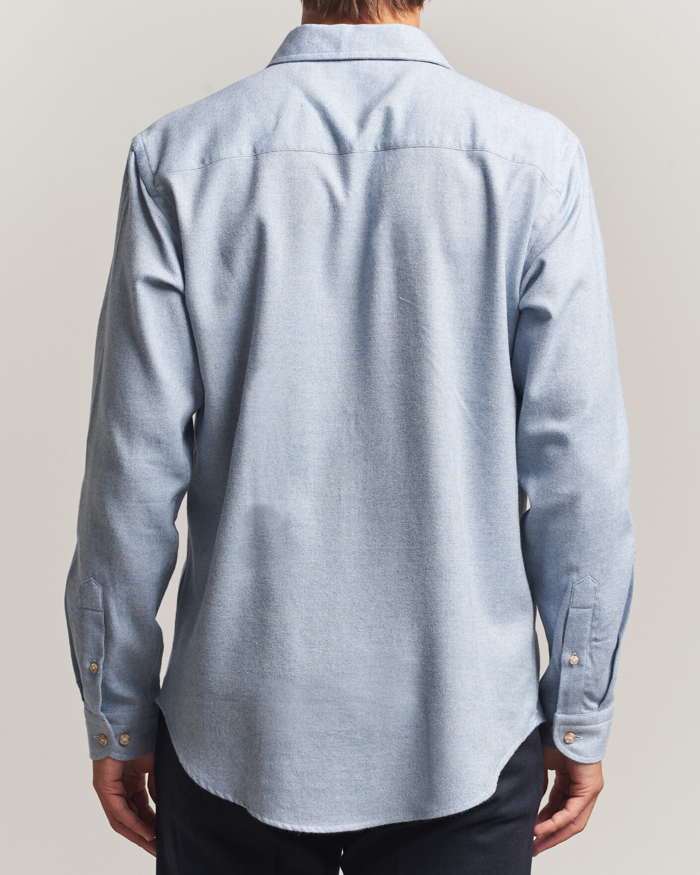 Herren | Hemden | Eton | Casual Fit One Piece Collar Flannel Shirt Light Blue