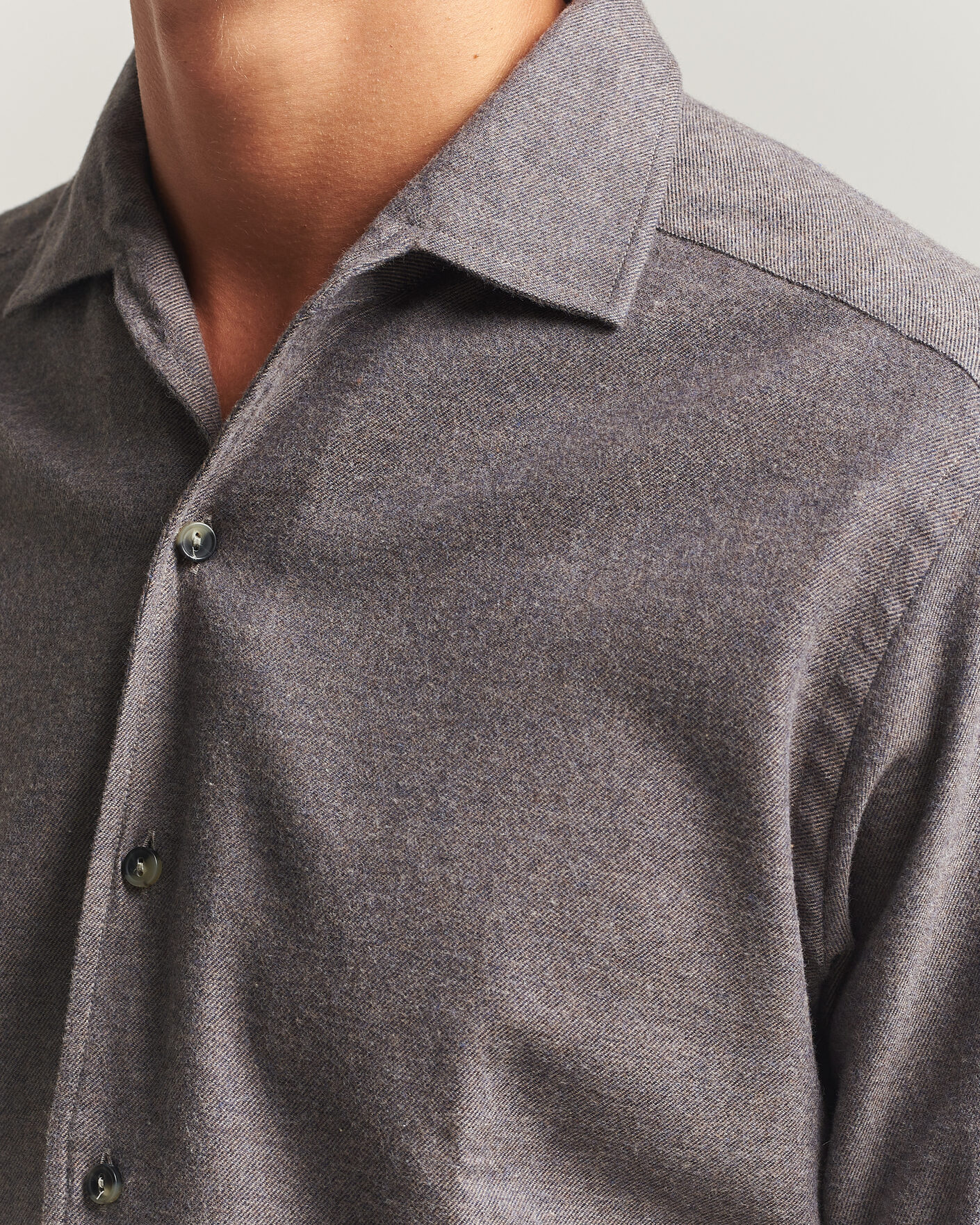 Herren | Hemden | Eton | Casual Fit One Piece Collar Flannel Shirt Dark Brown