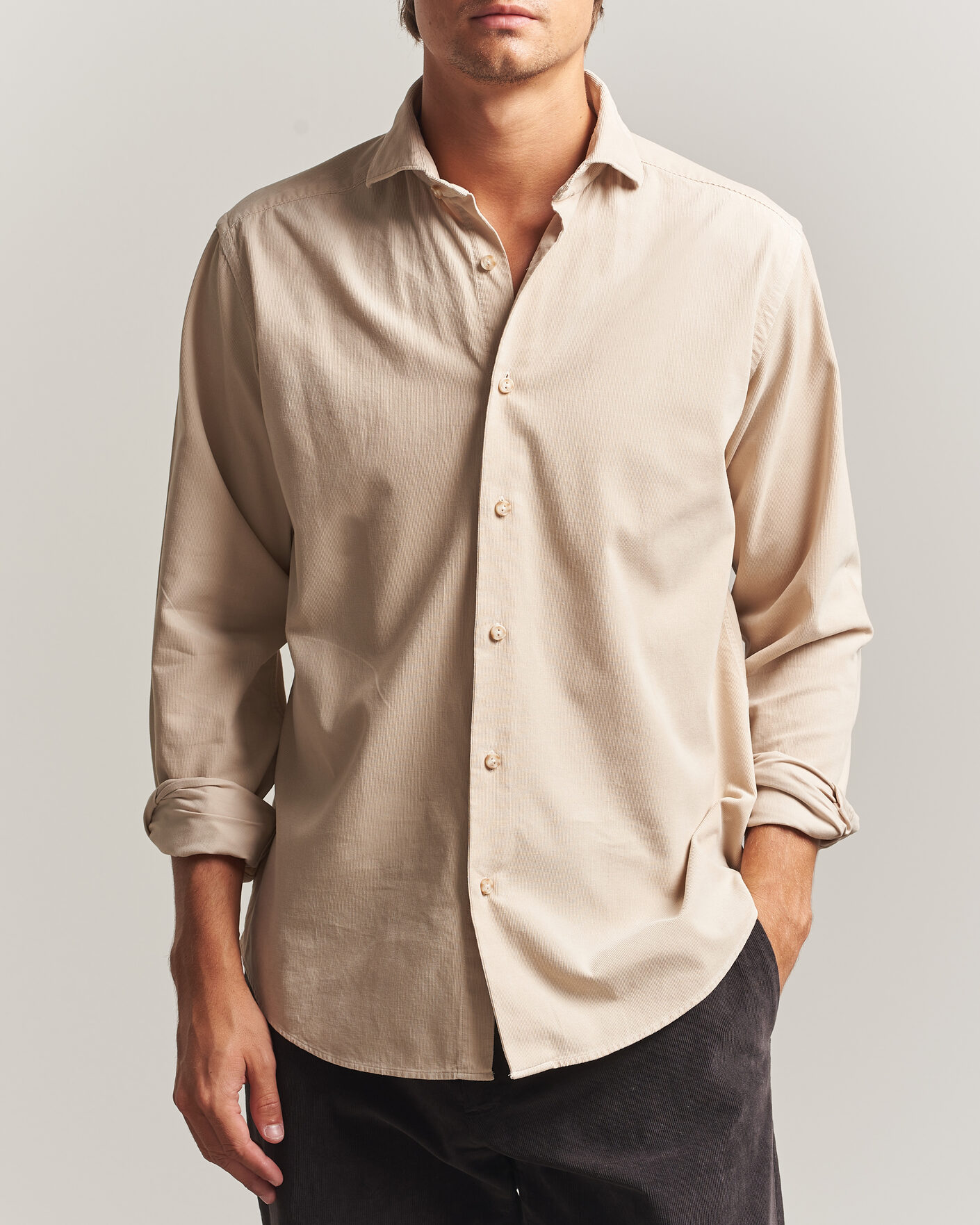 Herren | Hemden | Eton | Casual Fit Corduroy Shirt Beige