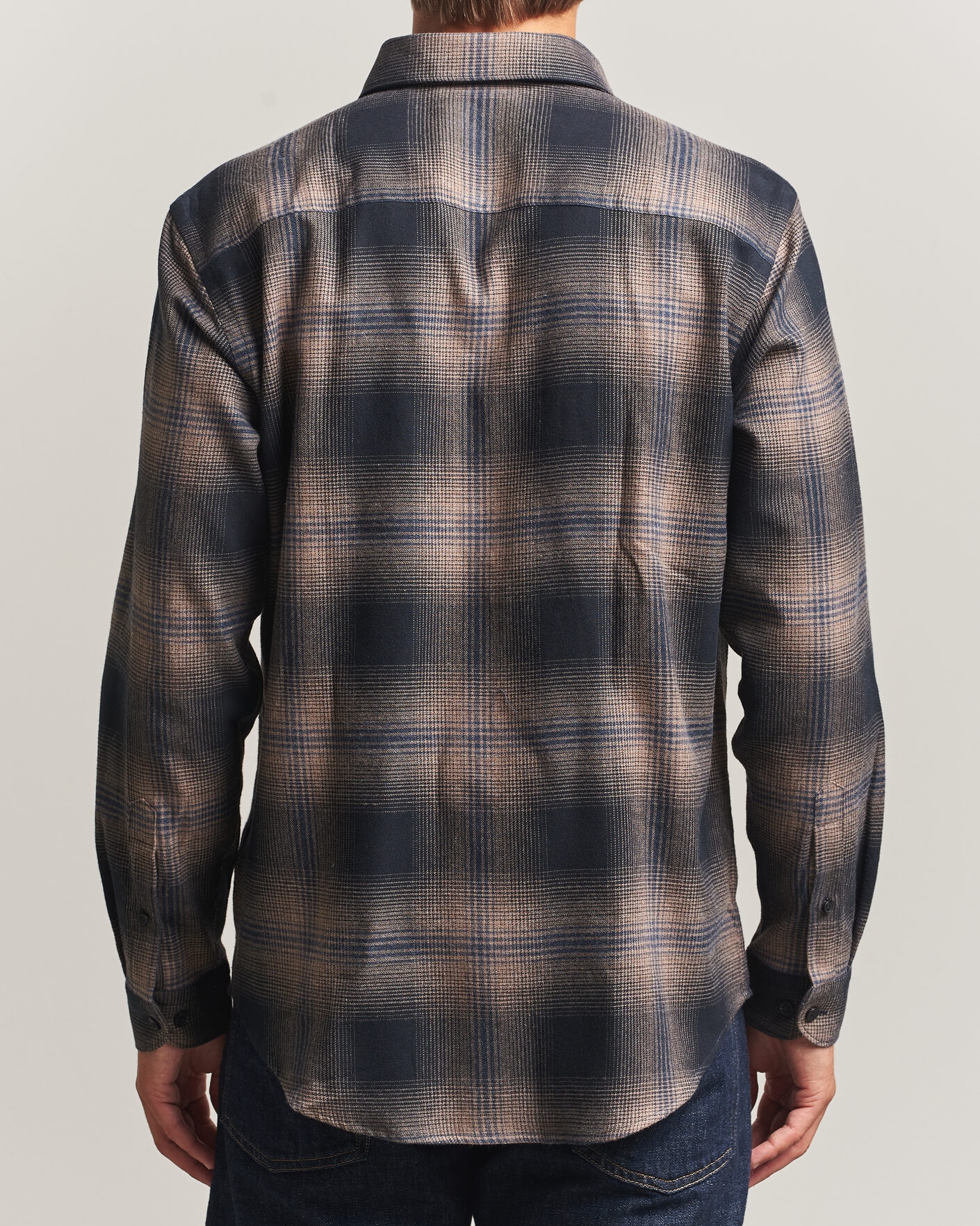 Herren | Hemden | Eton | Casual Fit Checked Flannel Shirt Navy Blue