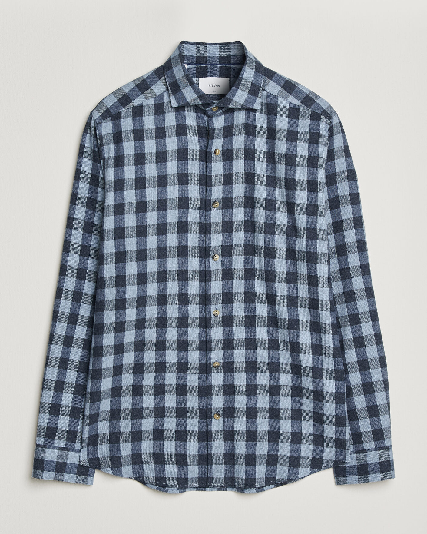 Herren | Hemden | Eton | Casual Fit Checked Flannel Shirt Mid Blue