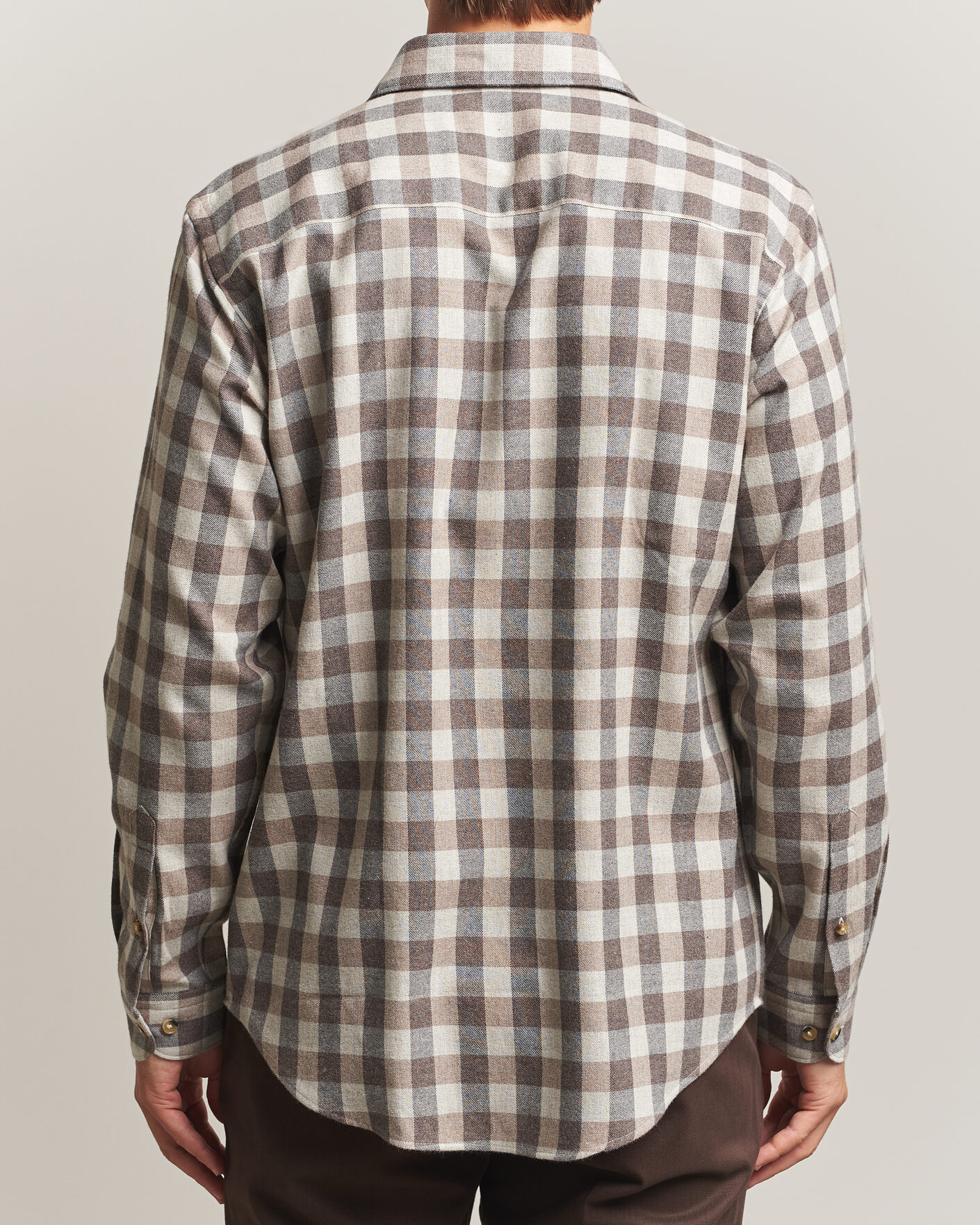 Herren | Hemden | Eton | Casual Fit Checked Flannel Shirt Beige