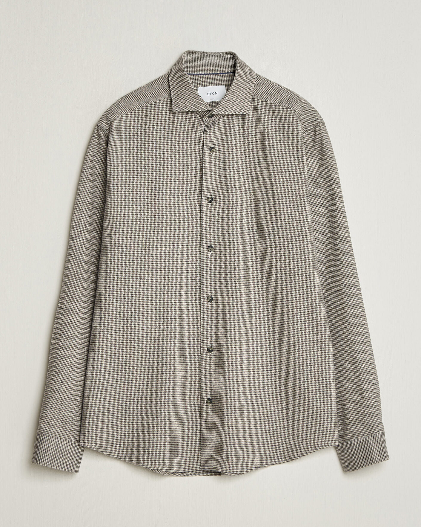 Herren | Hemden | Eton | Casual Fit Houndstooth Flannel Shirt Mid Grey