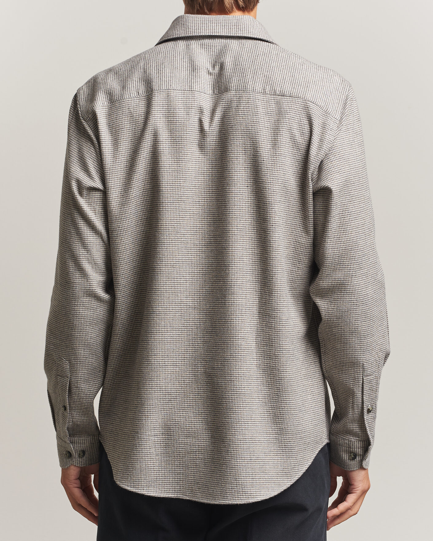Herren | Hemden | Eton | Casual Fit Houndstooth Flannel Shirt Mid Grey