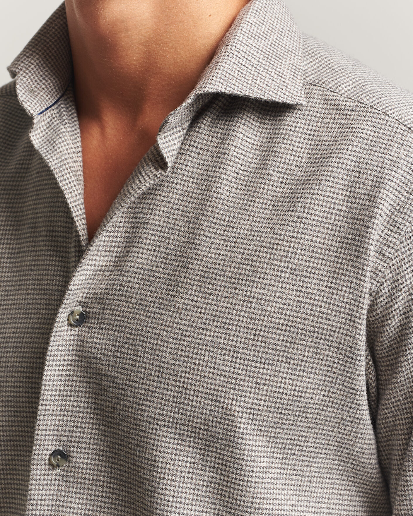 Herren | Hemden | Eton | Casual Fit Houndstooth Flannel Shirt Mid Grey