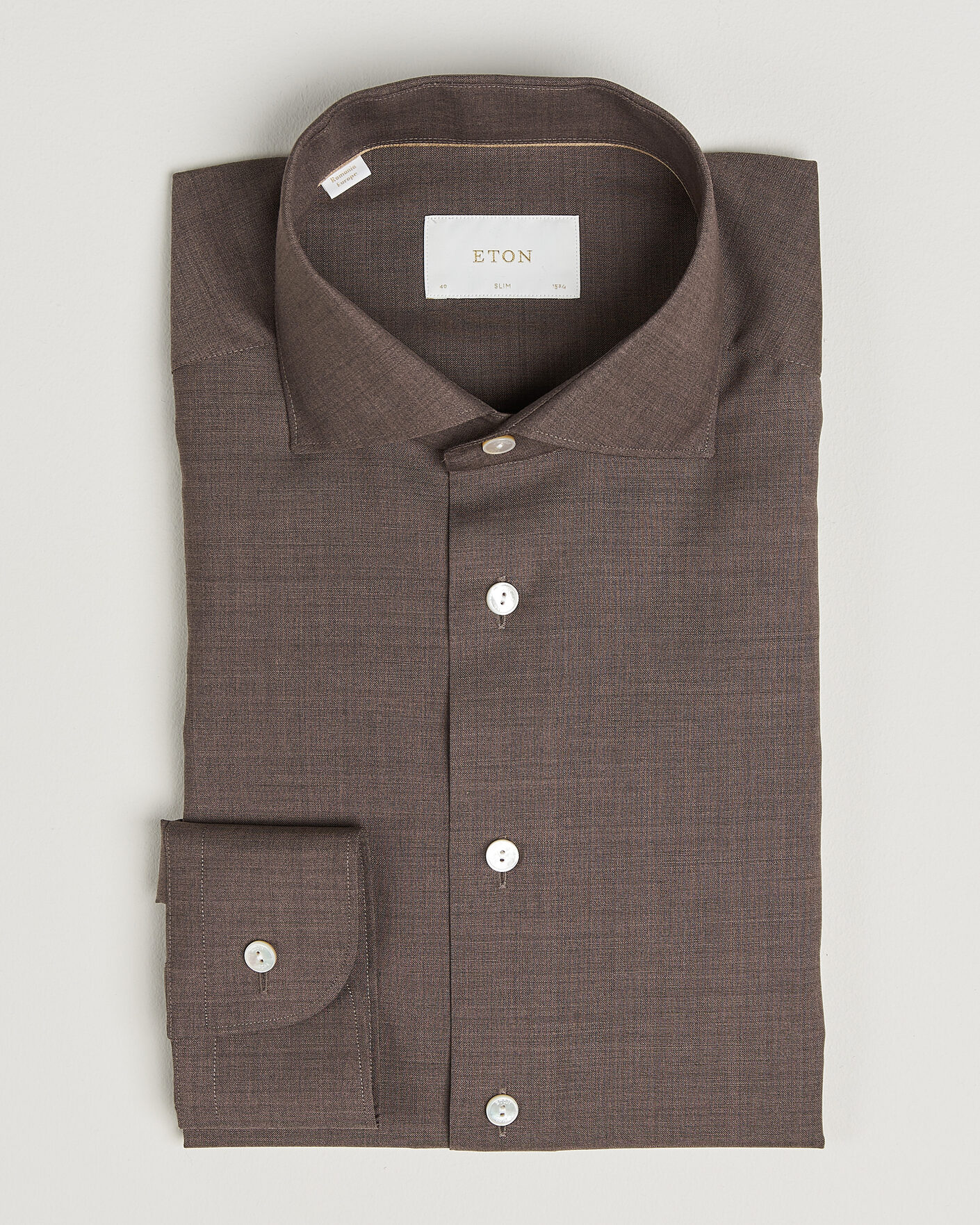 Herren | Hemden | Eton | Slim Fit Merino Shirt Brown