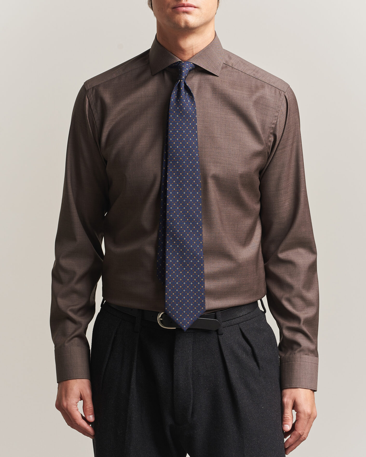 Herren | Hemden | Eton | Slim Fit Merino Shirt Brown
