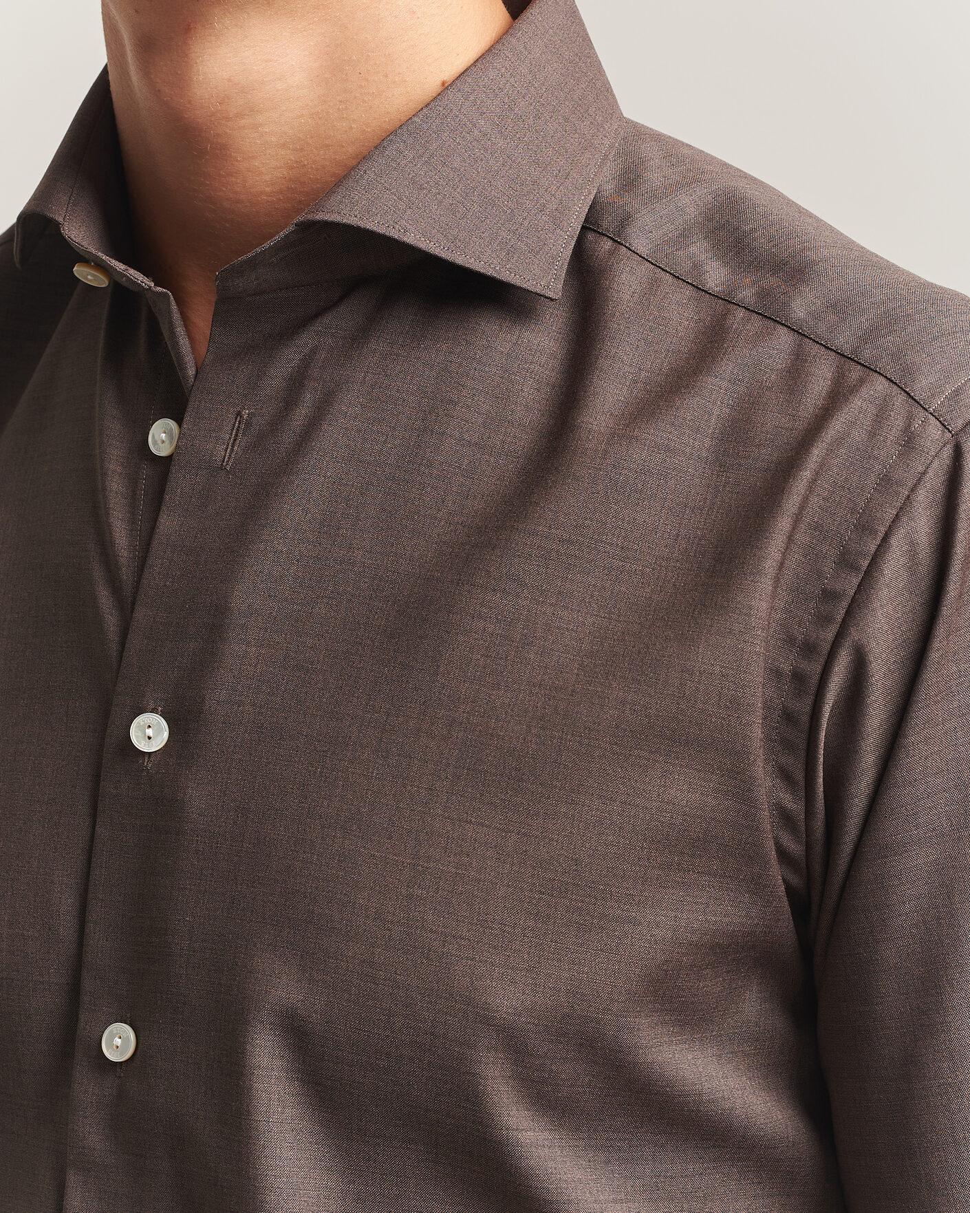 Herren | Hemden | Eton | Slim Fit Merino Shirt Brown