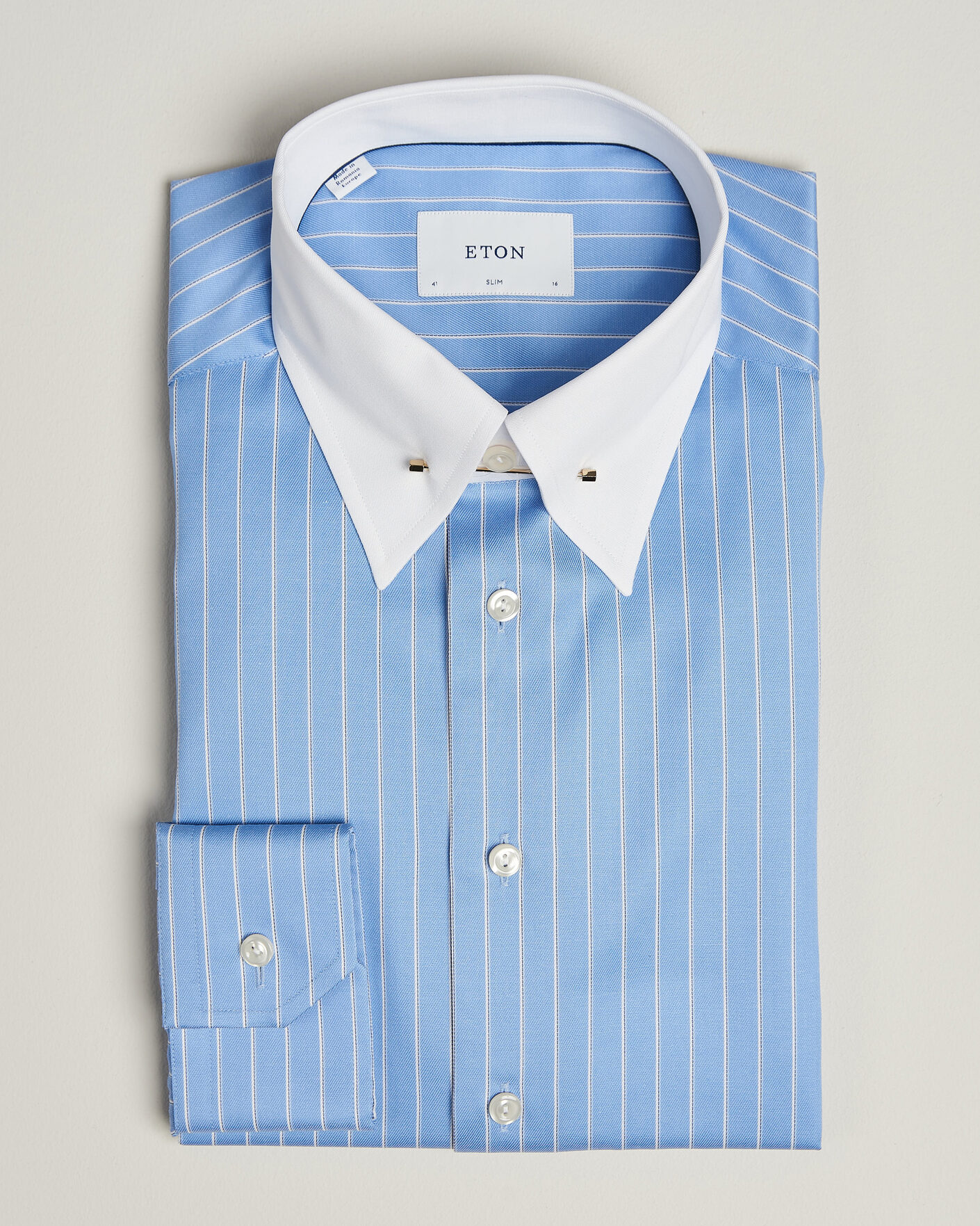 Herren | Hemden | Eton | Slim Fit Signature Twill Striped Shirt Mid Blue