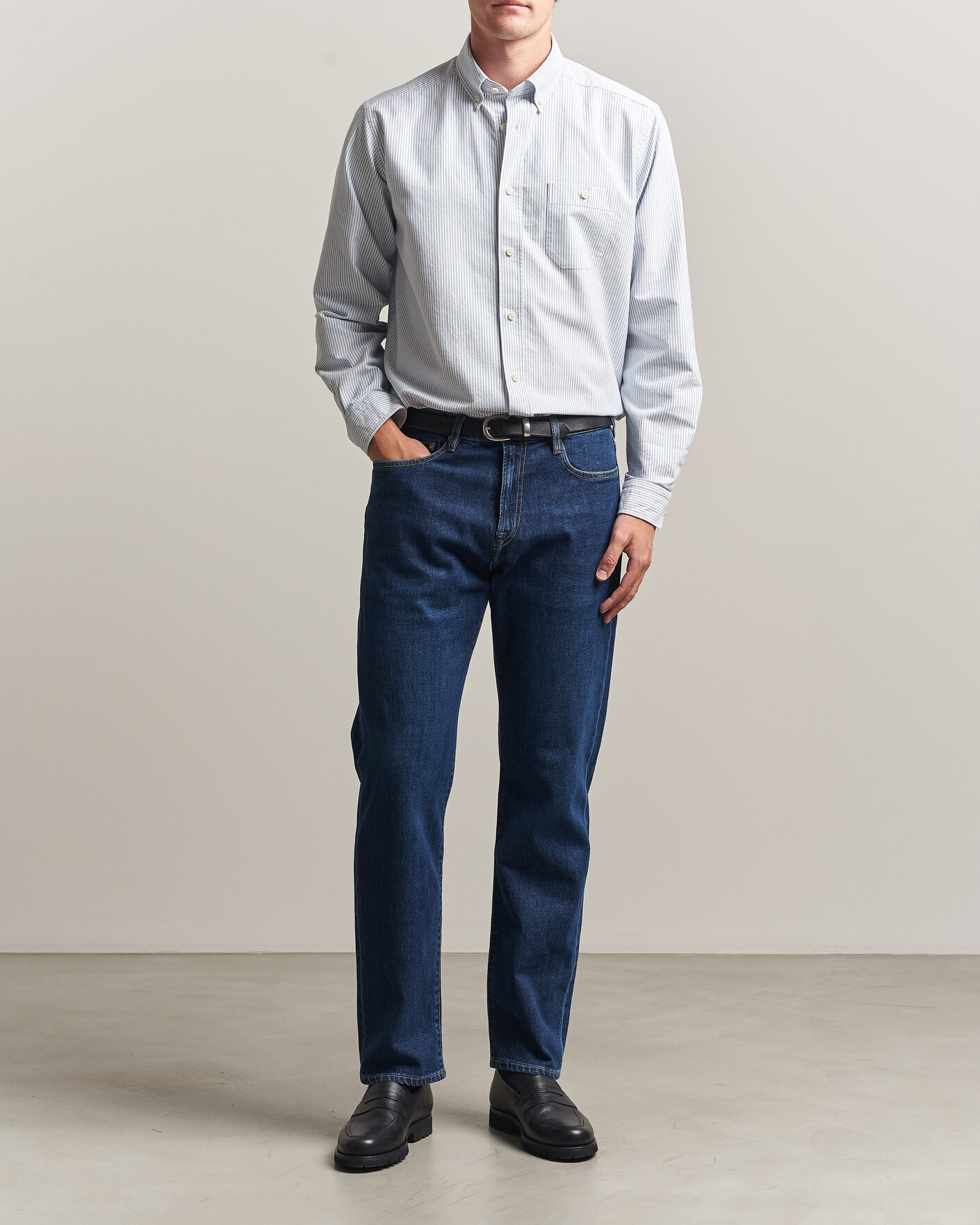 Herren | Hemden | Eton | Regular Fit Ivy Oxford Striped Shirt Mid Blue