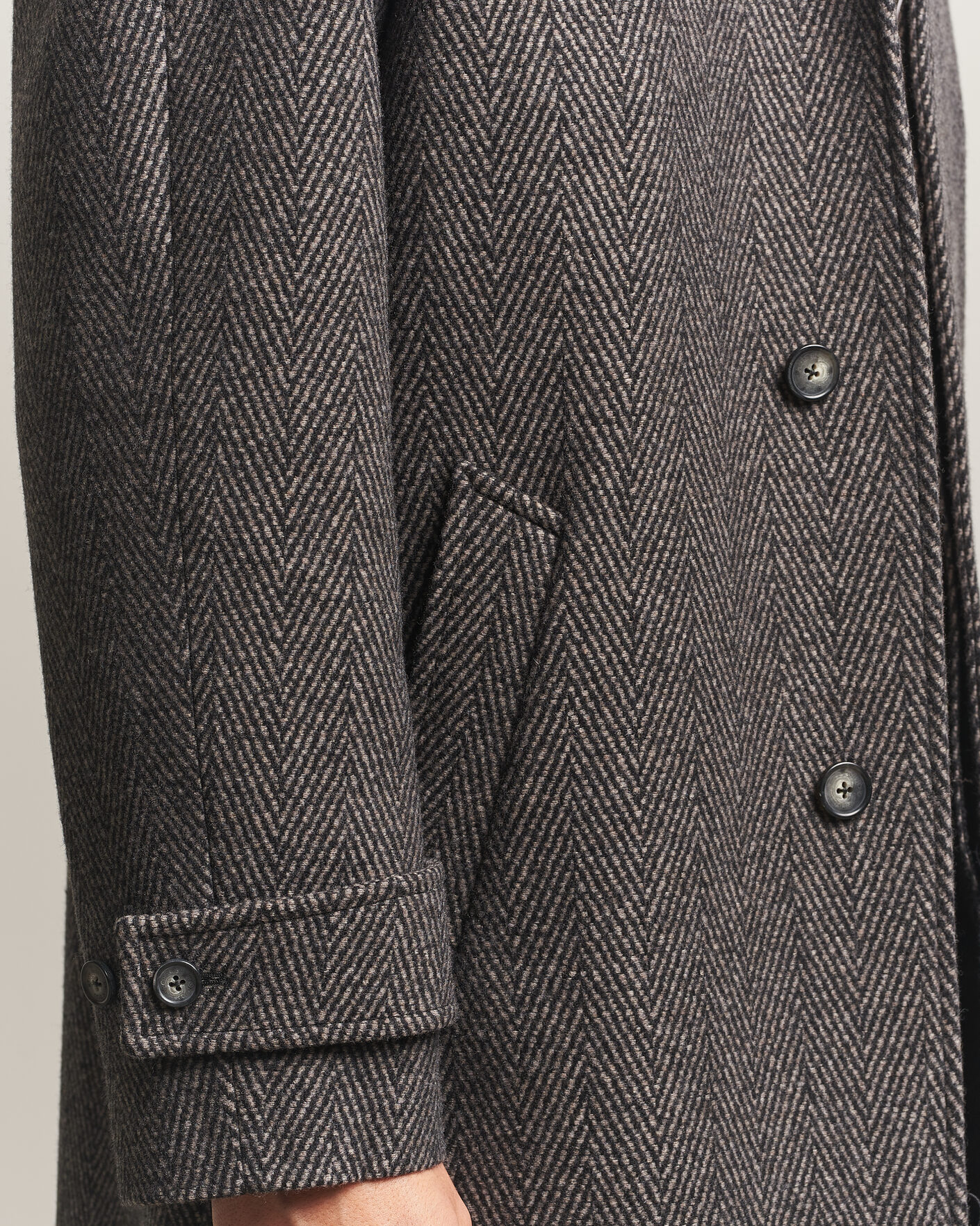 Herren | Jacken | Eton | Wool/Cashmere Herringbone Raglan Coat Dark Brown
