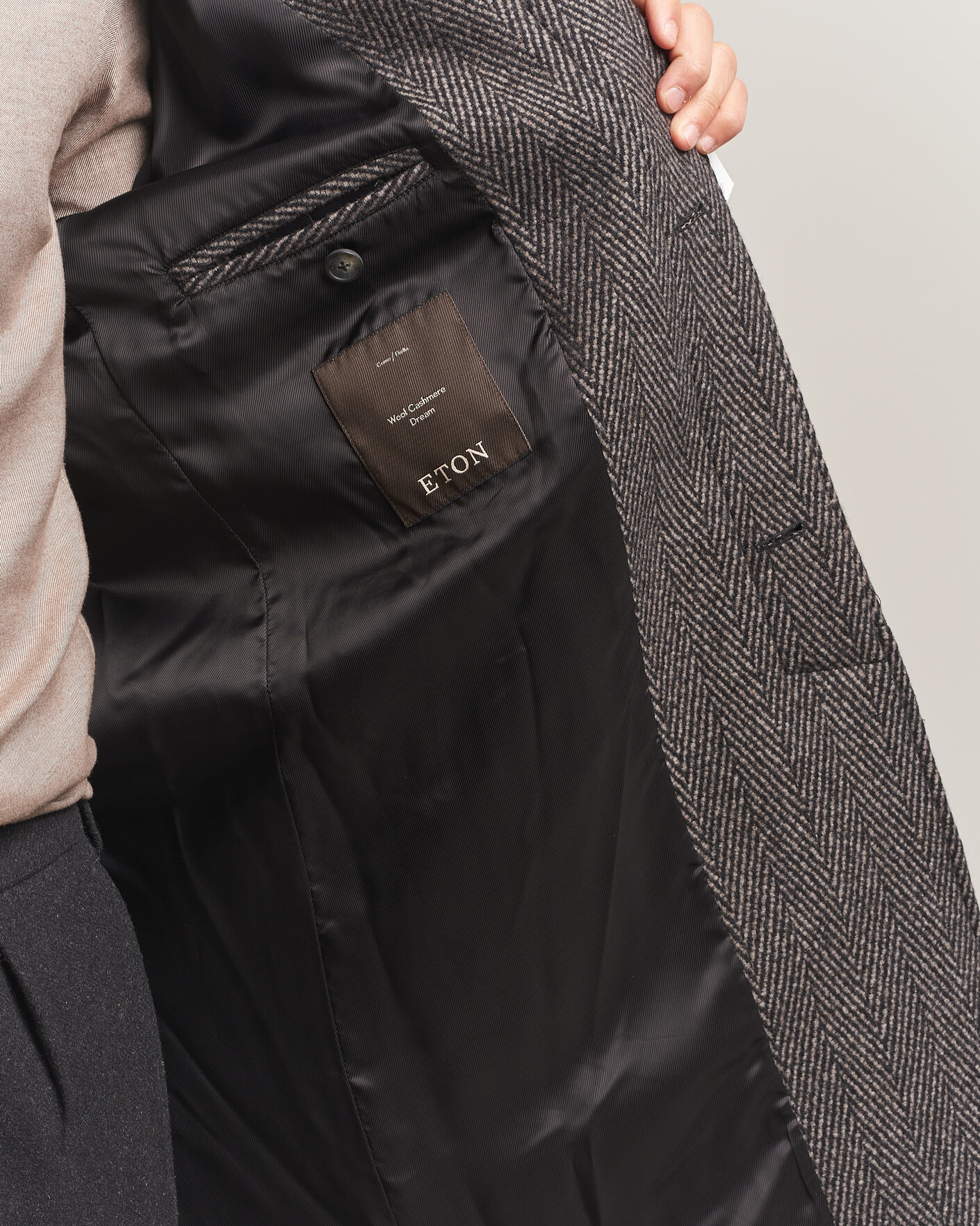 Herren | Jacken | Eton | Wool/Cashmere Herringbone Raglan Coat Dark Brown