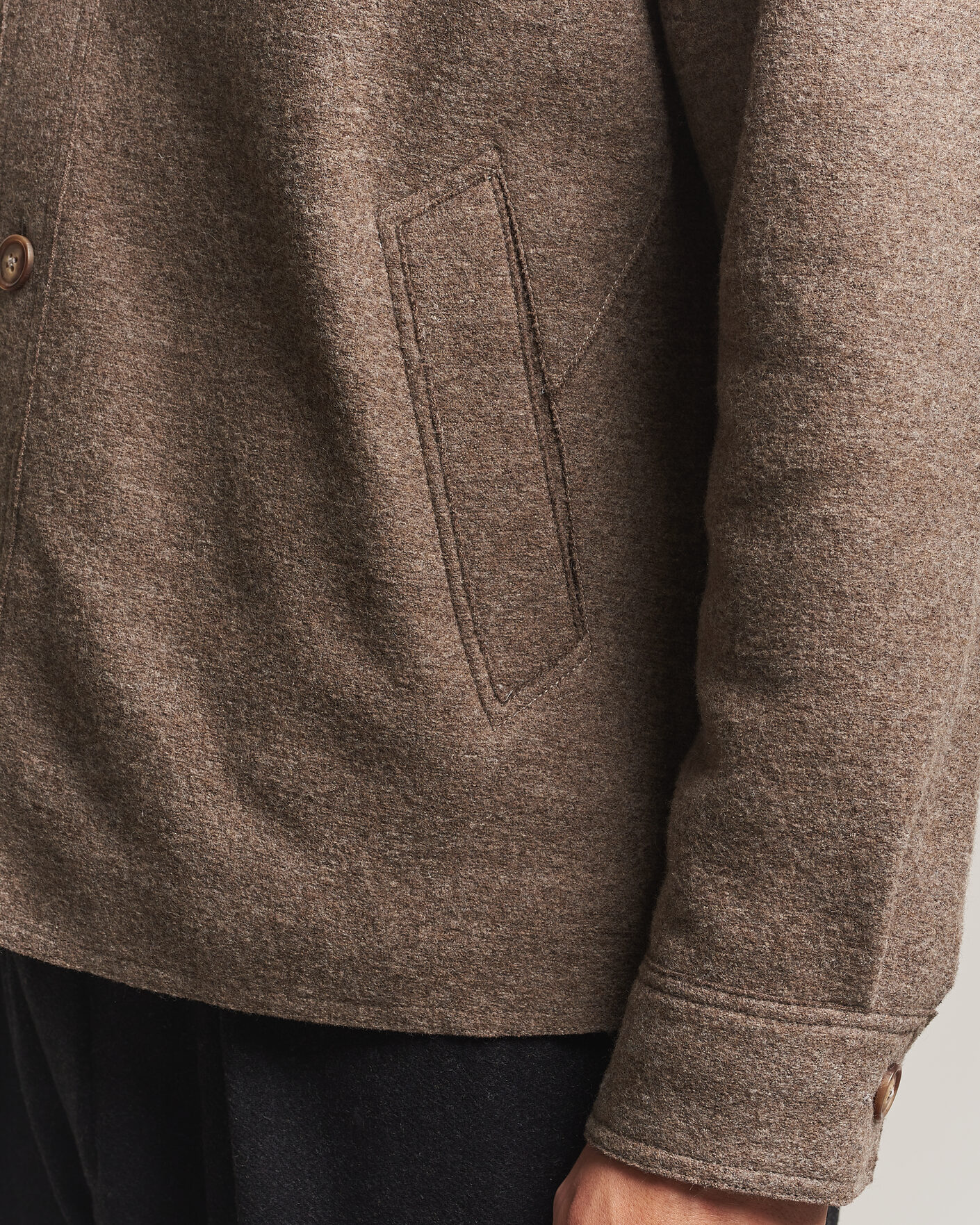 Herren | Jacken | Eton | Boiled Wool Shirt Jacket Brown