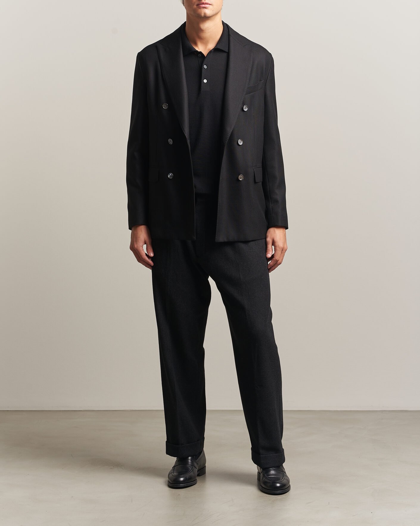 Herren | Sakkos | Eton | Double Breasted Hopsack Soft jacket Black