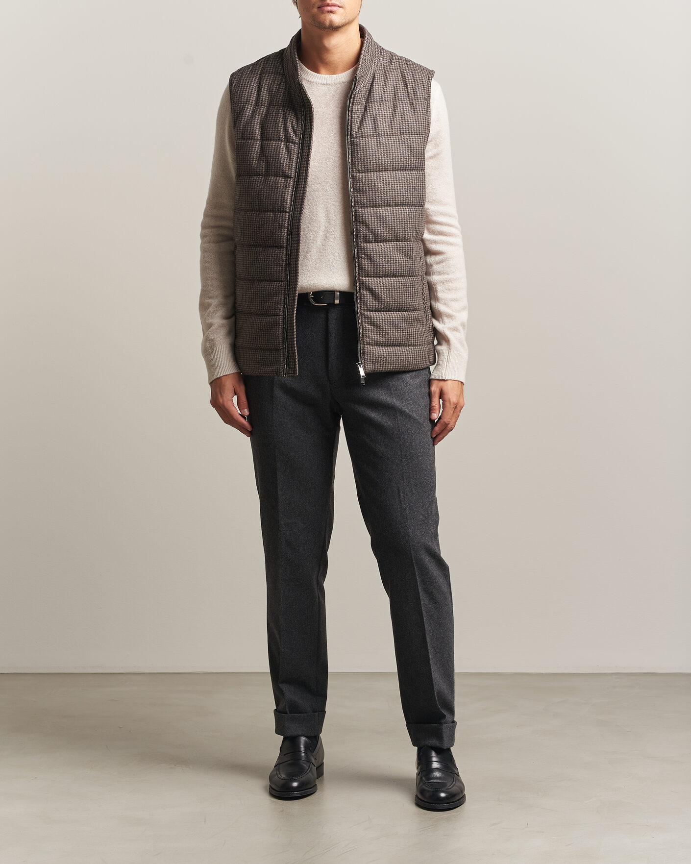 Herren | Westen | Eton | Wool/Cashmere Padded Vest Brown