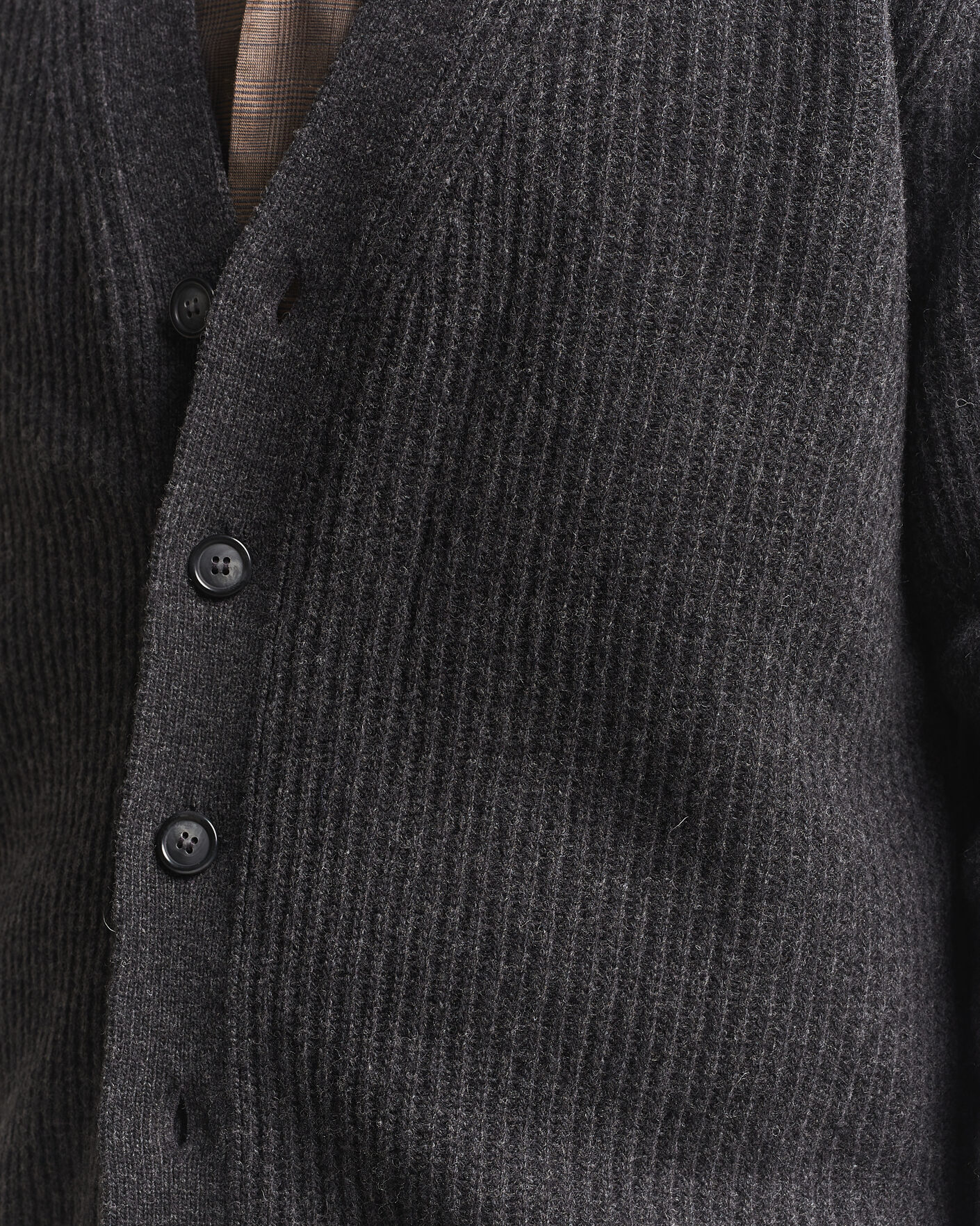 Herren | Pullover | Eton | Merino Wool Rib Cardigan Dark Grey