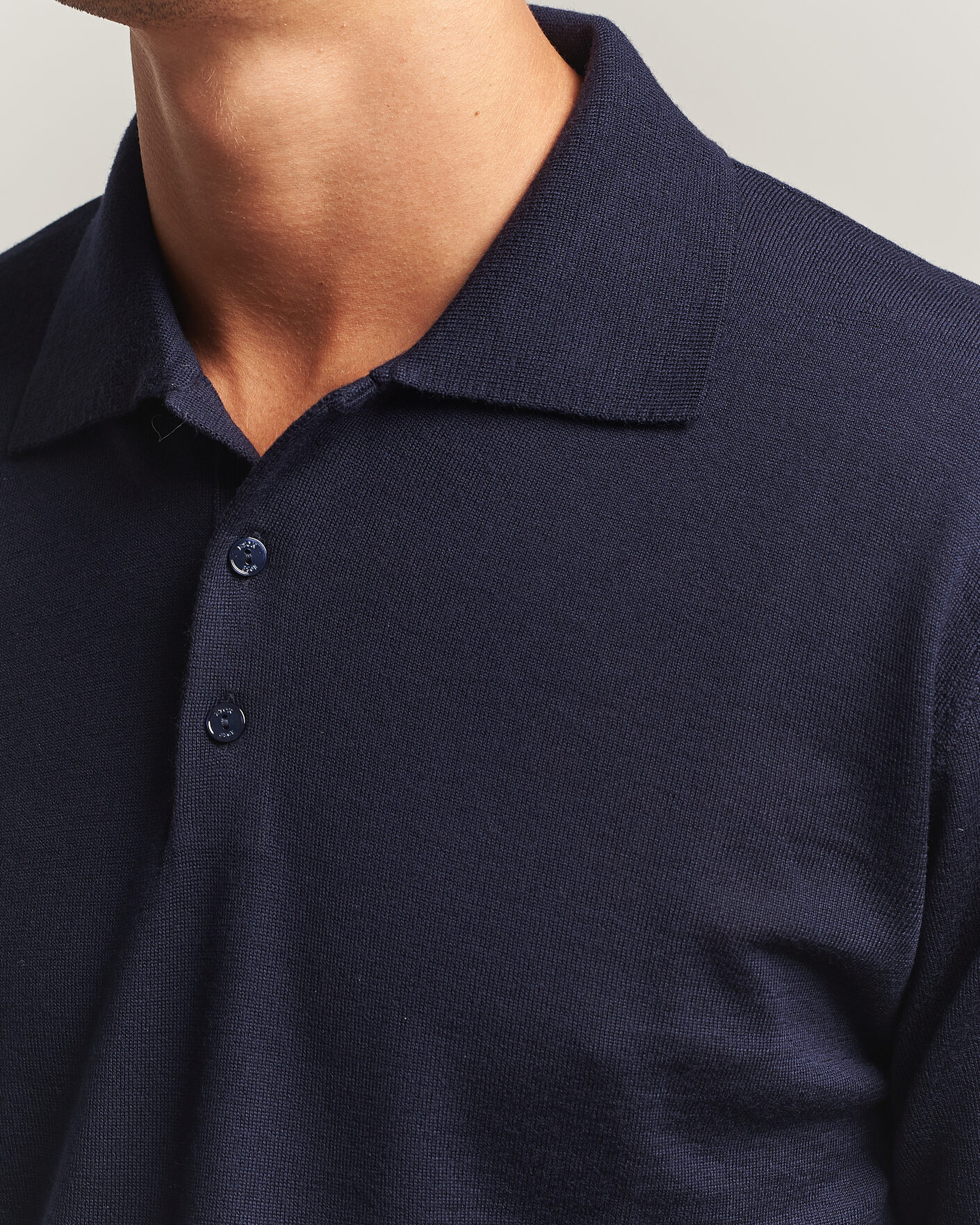 Herren | Pullover | Eton | Merino Wool Knitted Polo Navy Blue