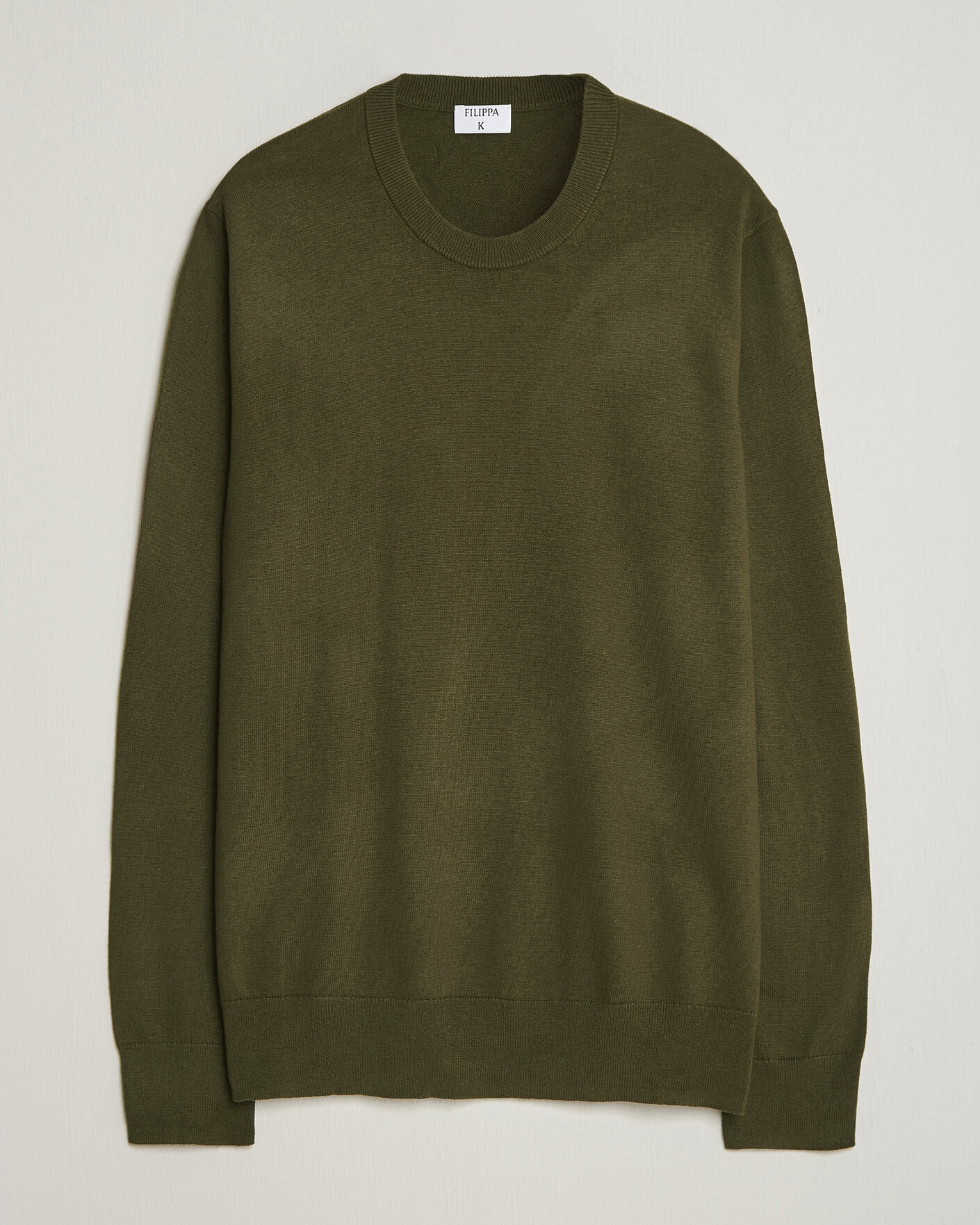Herren | Pullover | Filippa K | Cotton Merino Knitted Sweater Dark Moss Green
