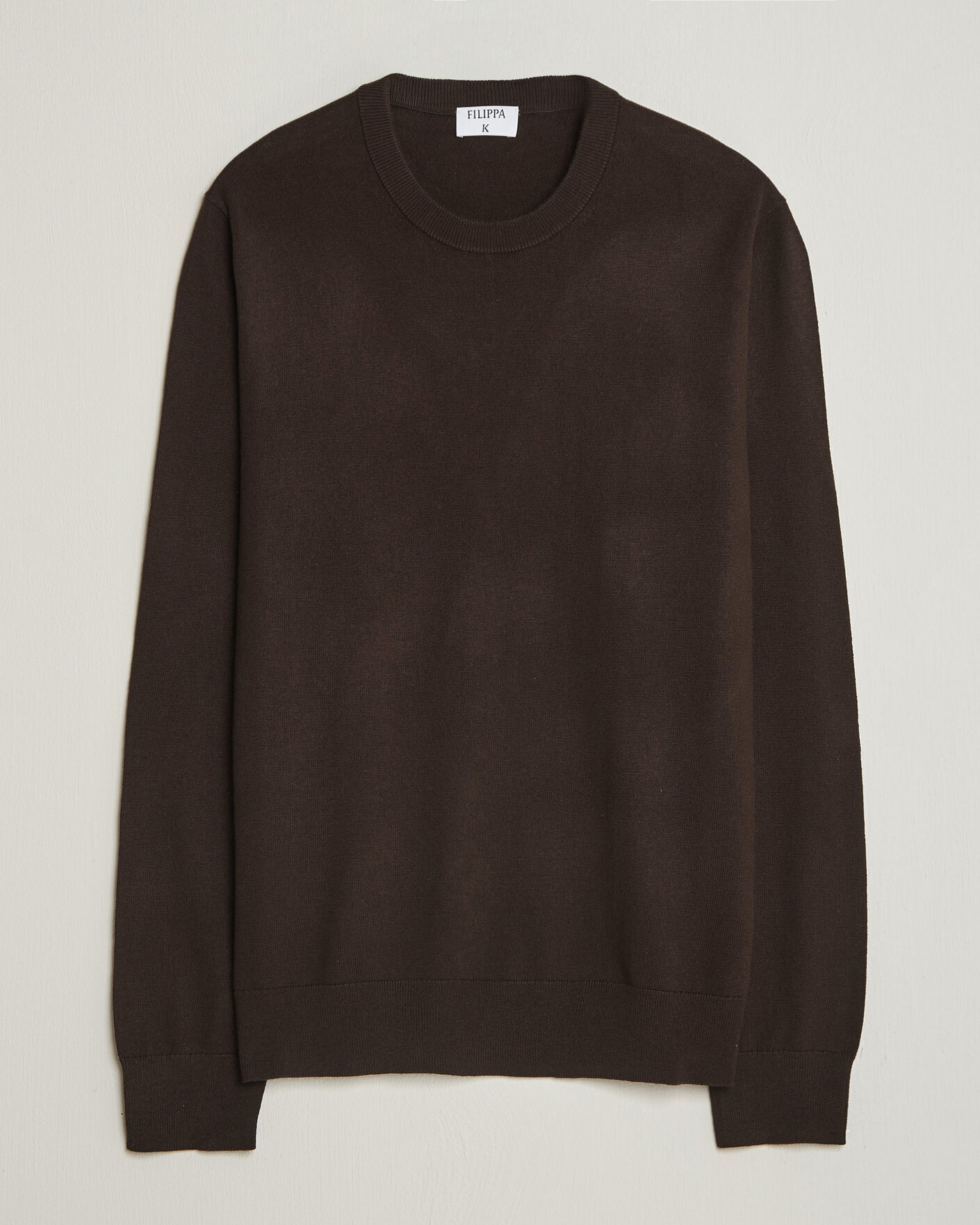 Herren | Pullover | Filippa K | Cotton Merino Knitted Sweater Dark Chocolate