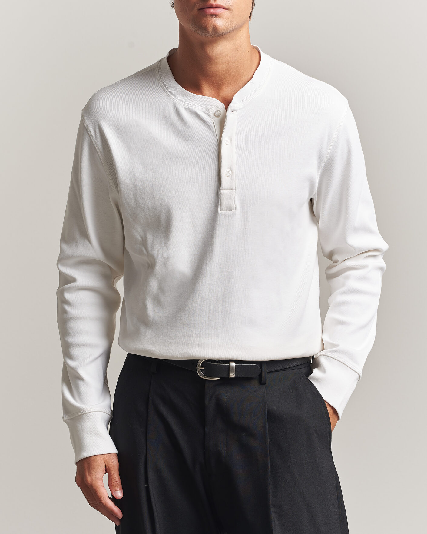 Herren | Pullover | Filippa K | Cotton Rib Henley White