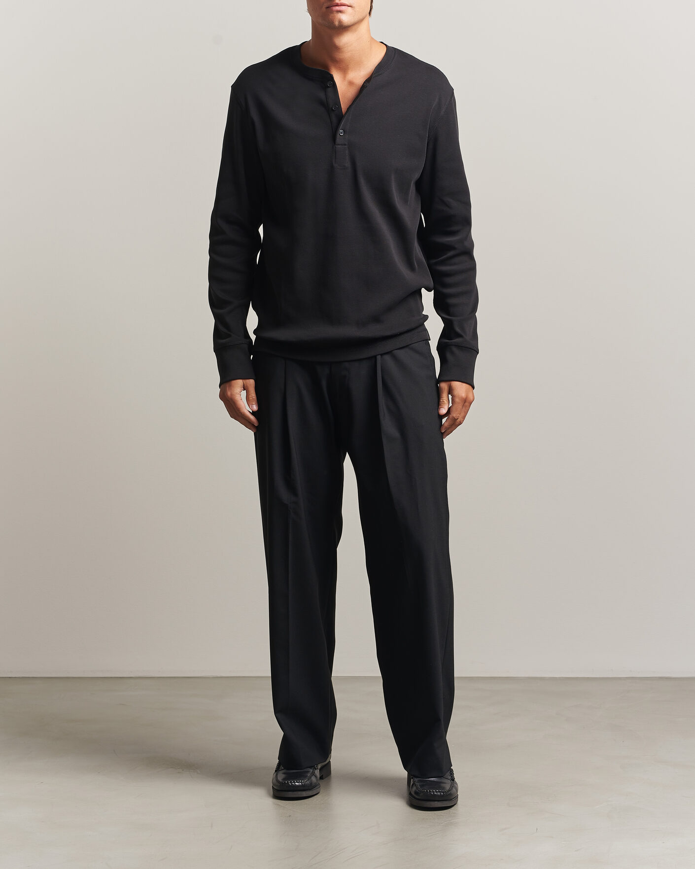 Herren | Pullover | Filippa K | Cotton Rib Henley Black