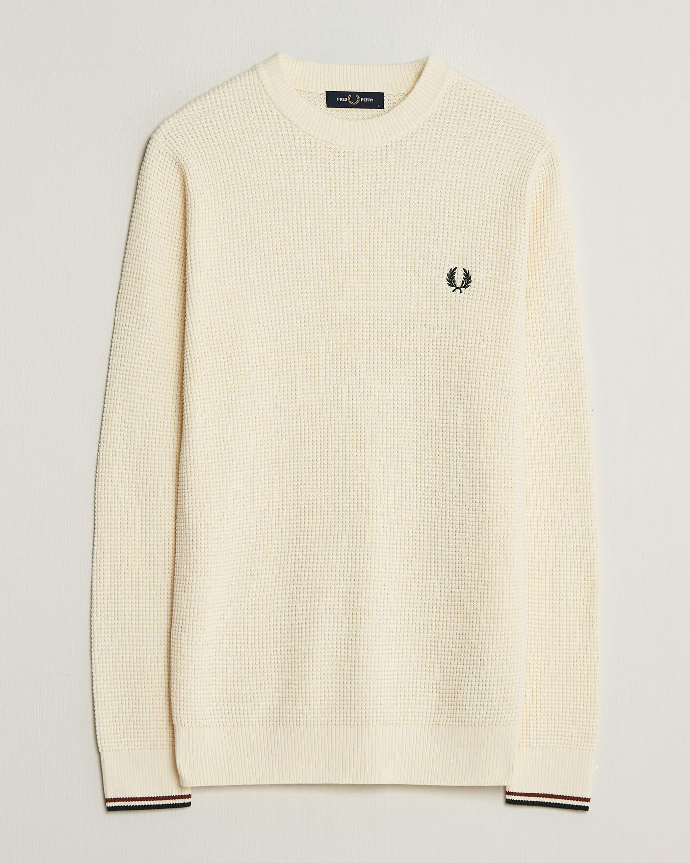Herren | Pullover | Fred Perry | Waffle Stitch Jumper Ecru