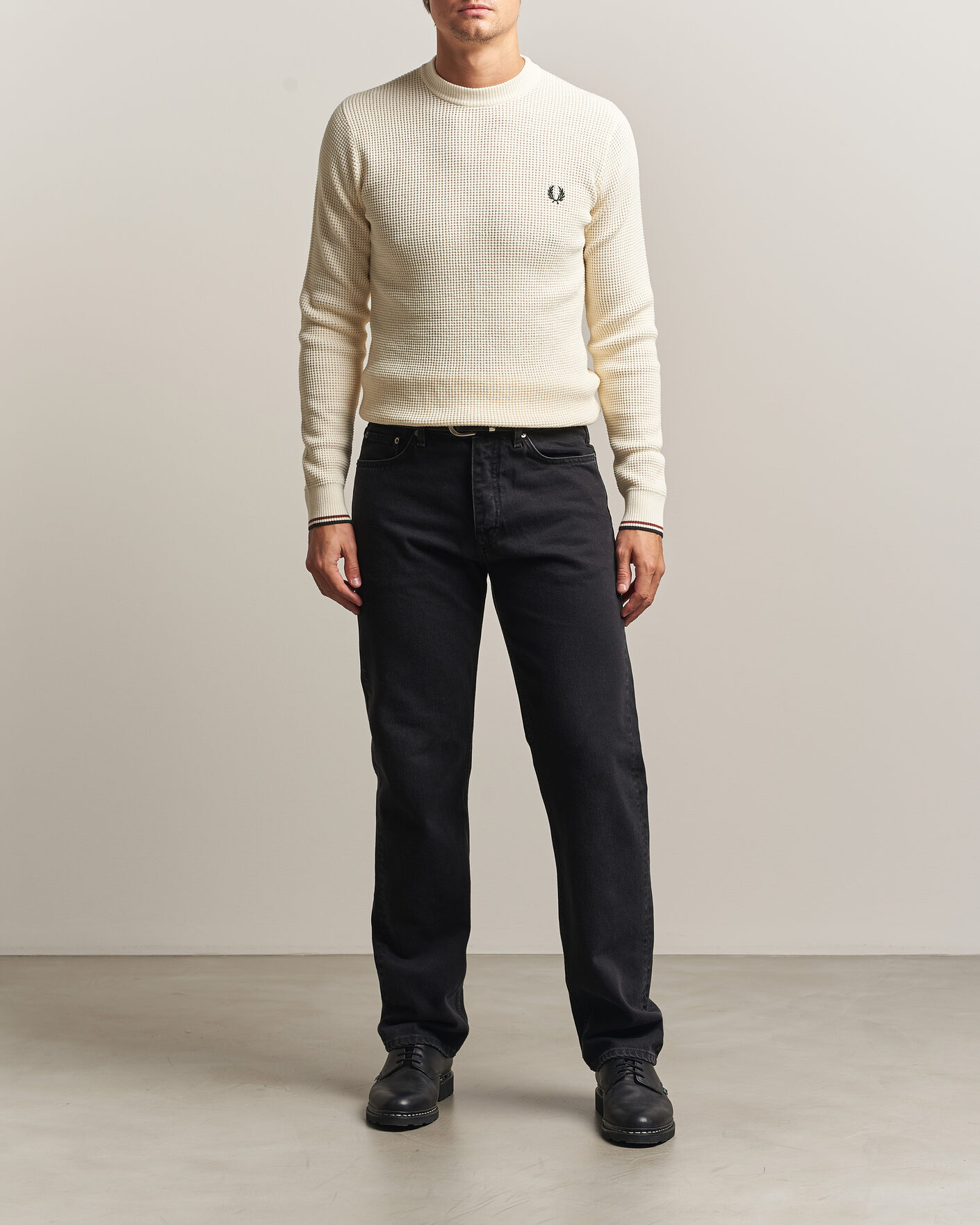 Herren | Pullover | Fred Perry | Waffle Stitch Jumper Ecru