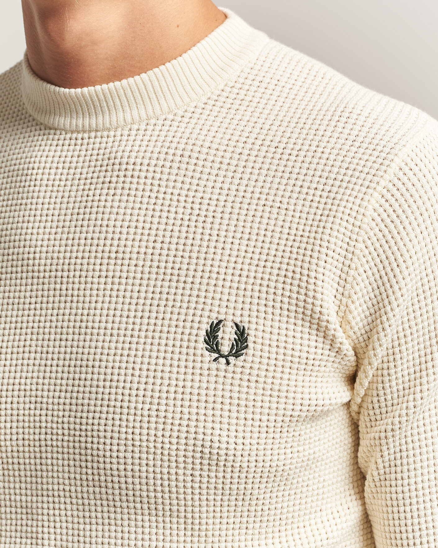 Herren | Pullover | Fred Perry | Waffle Stitch Jumper Ecru