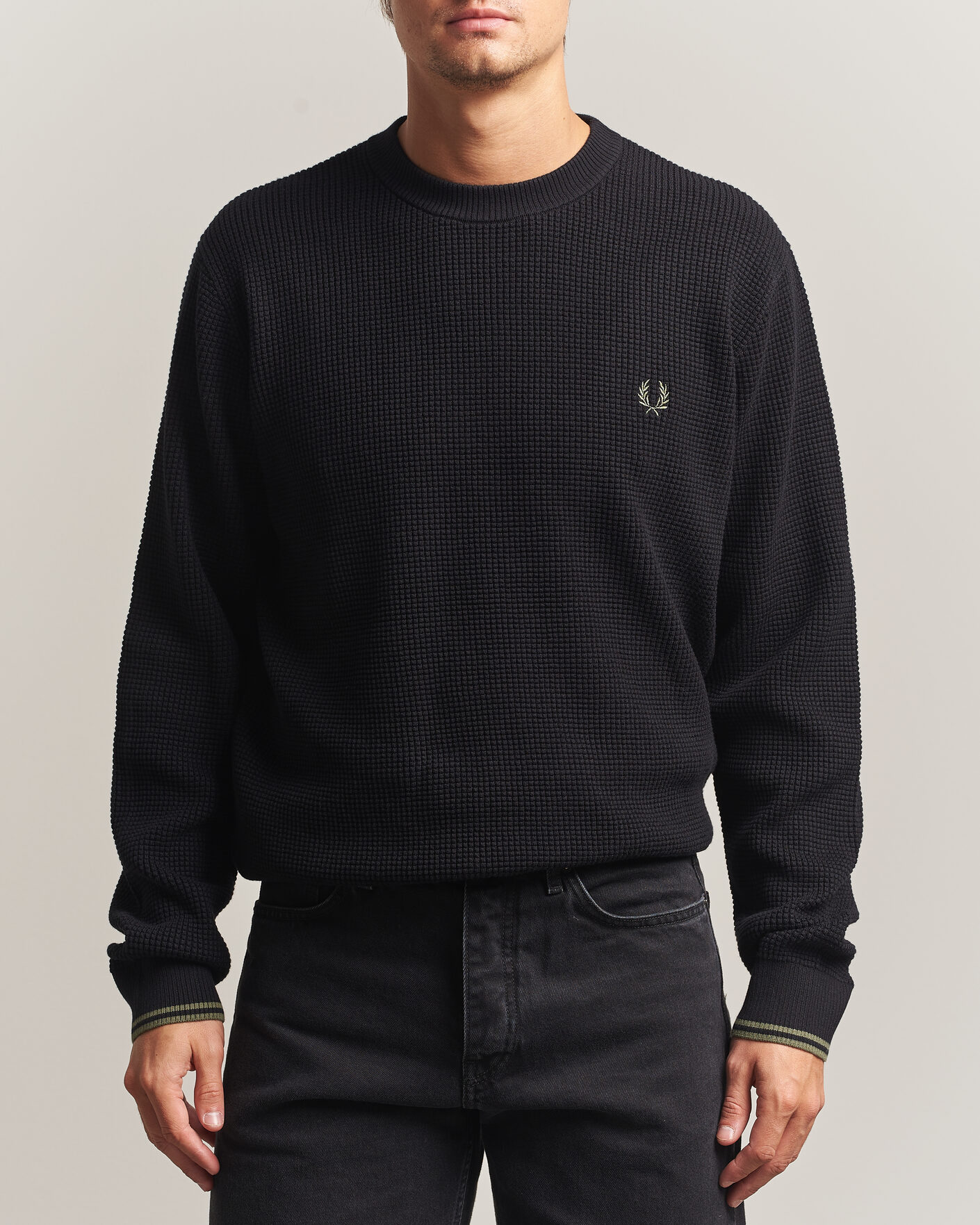 Herren | Pullover | Fred Perry | Waffle Stitch Jumper Black