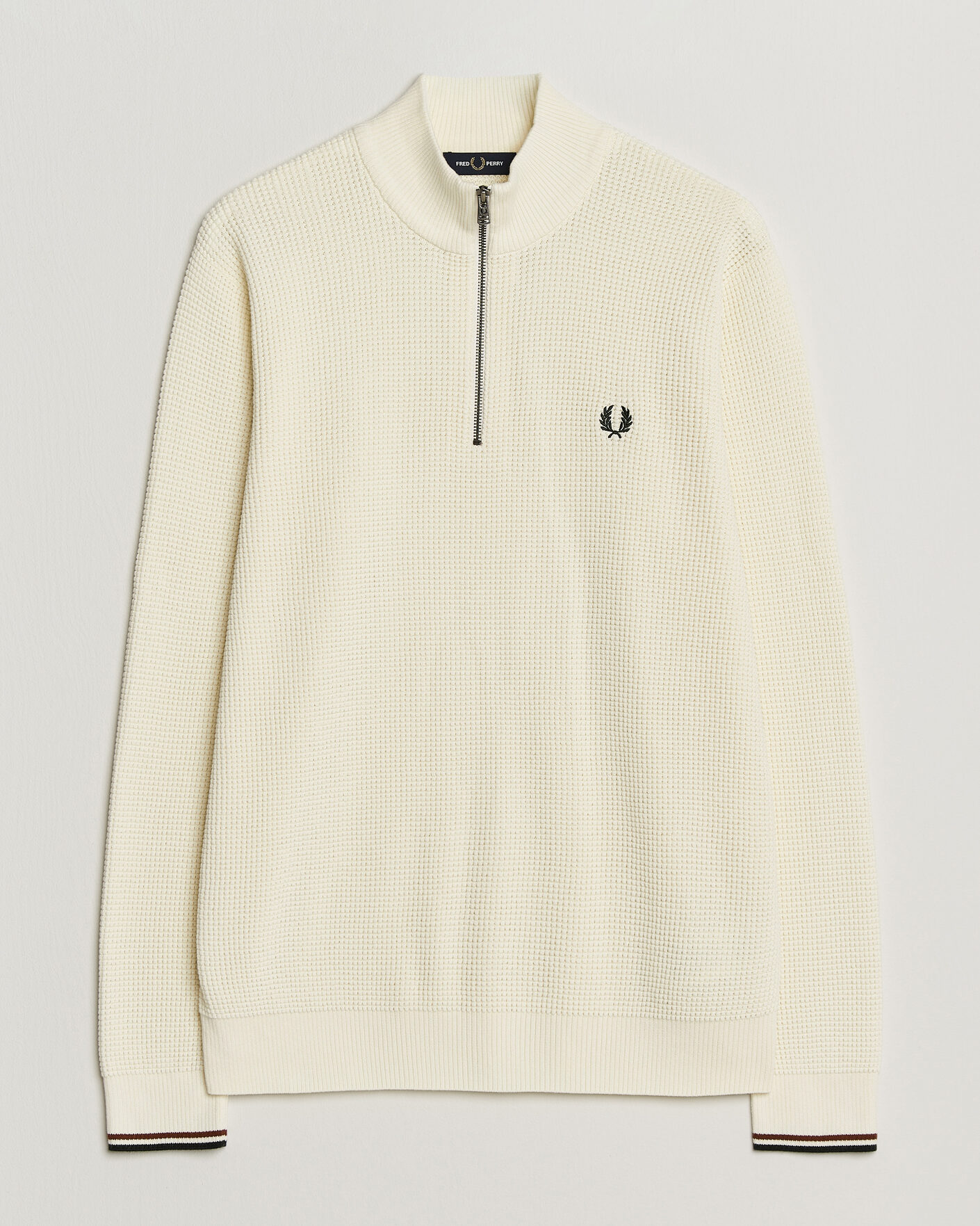 Herren | Pullover | Fred Perry | Waffle Stitch Half Zip Ecru