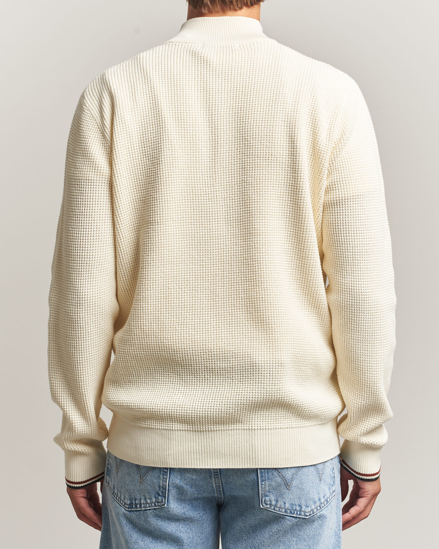 Herren | Pullover | Fred Perry | Waffle Stitch Half Zip Ecru