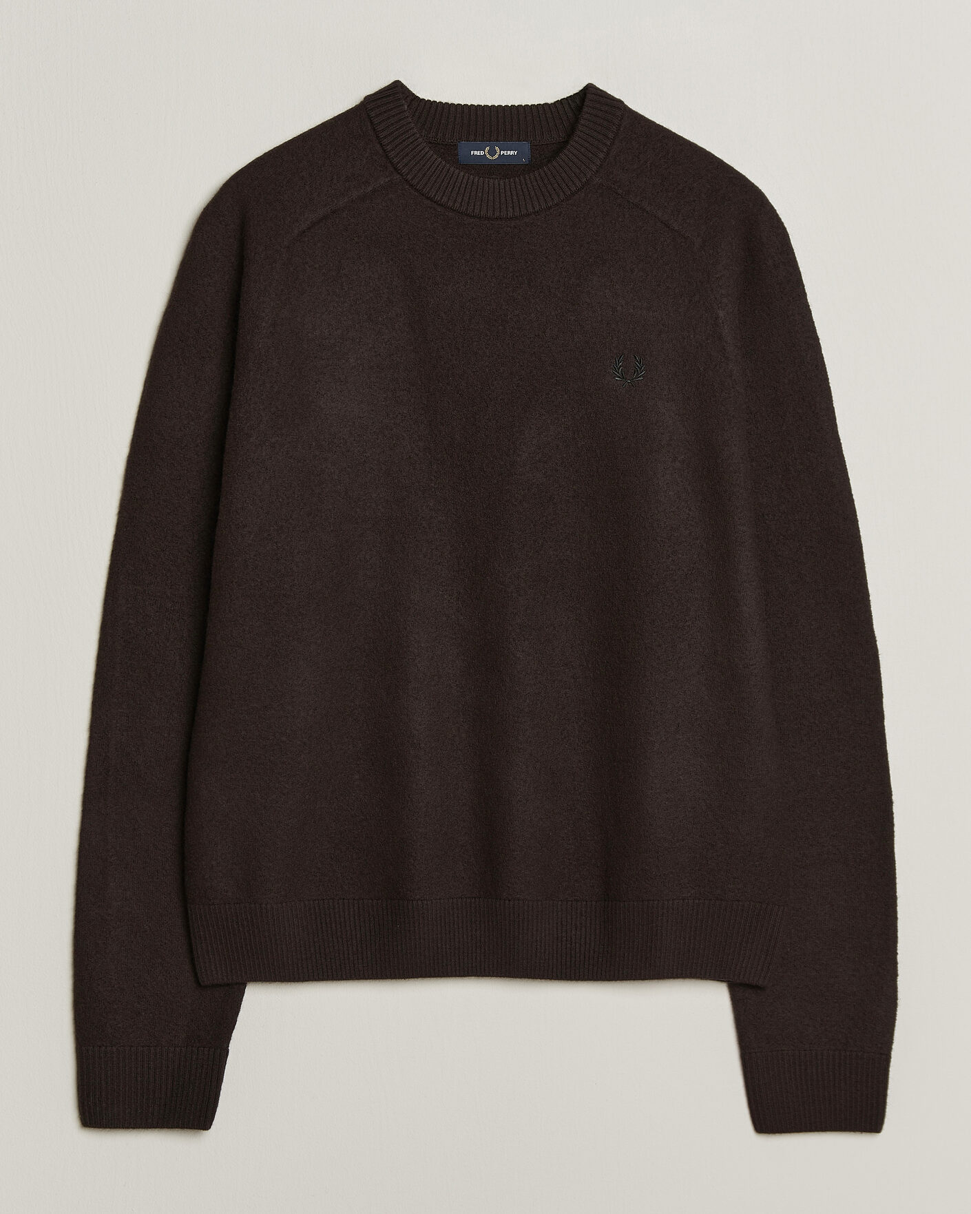 Herren | Pullover | Fred Perry | Wool Saddle Sleeve Crew Neck Rich Brown