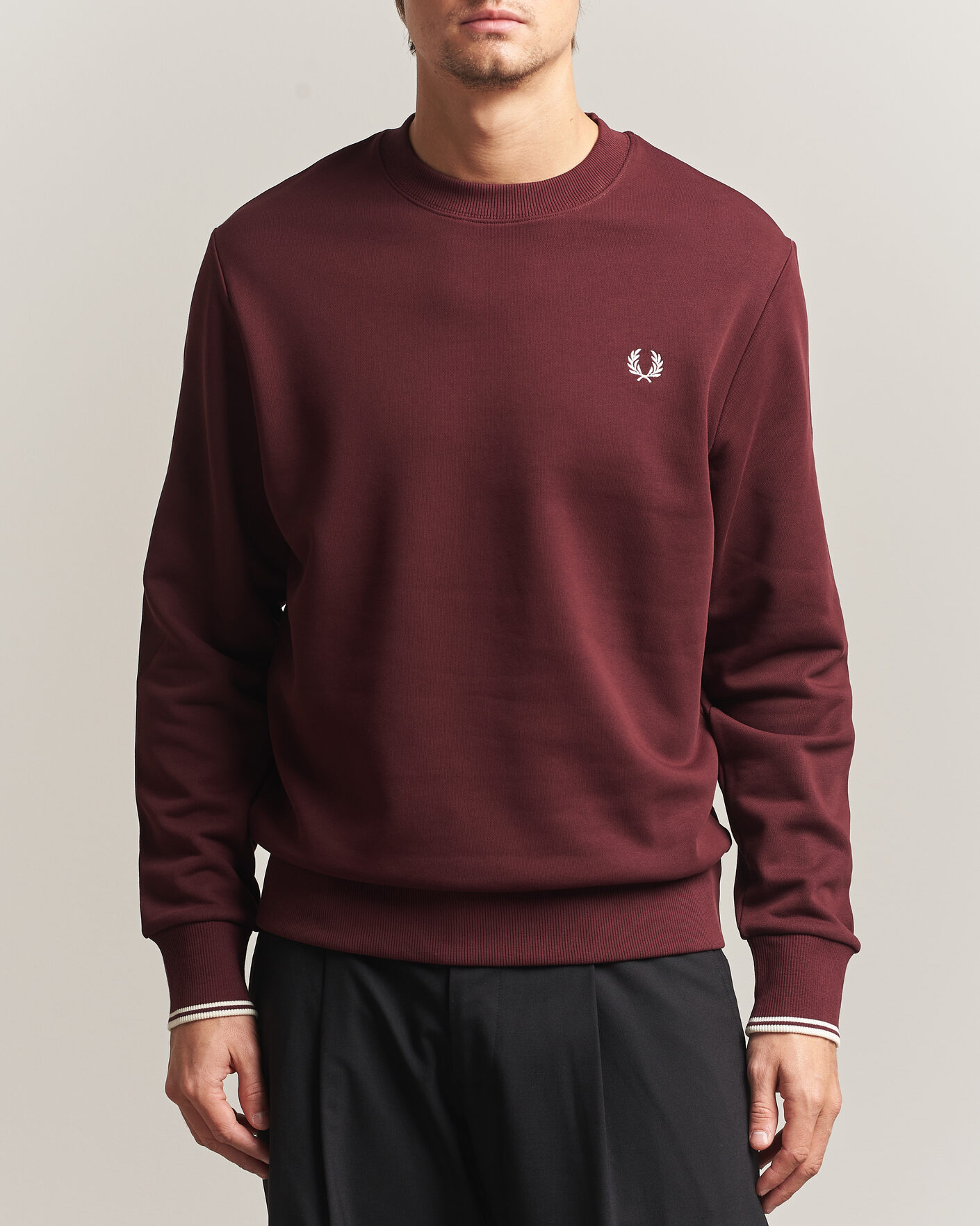 Herren | Pullover | Fred Perry | Crew Neck Sweatshirt Oxblood