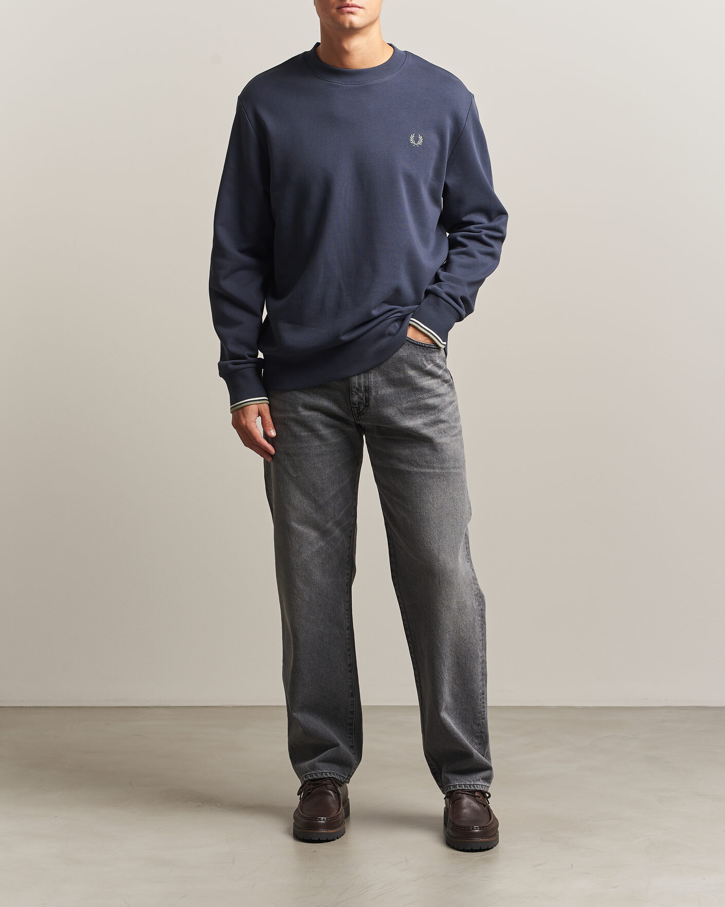 Herren | Pullover | Fred Perry | Crew Neck Sweatshirt Dark Airforce