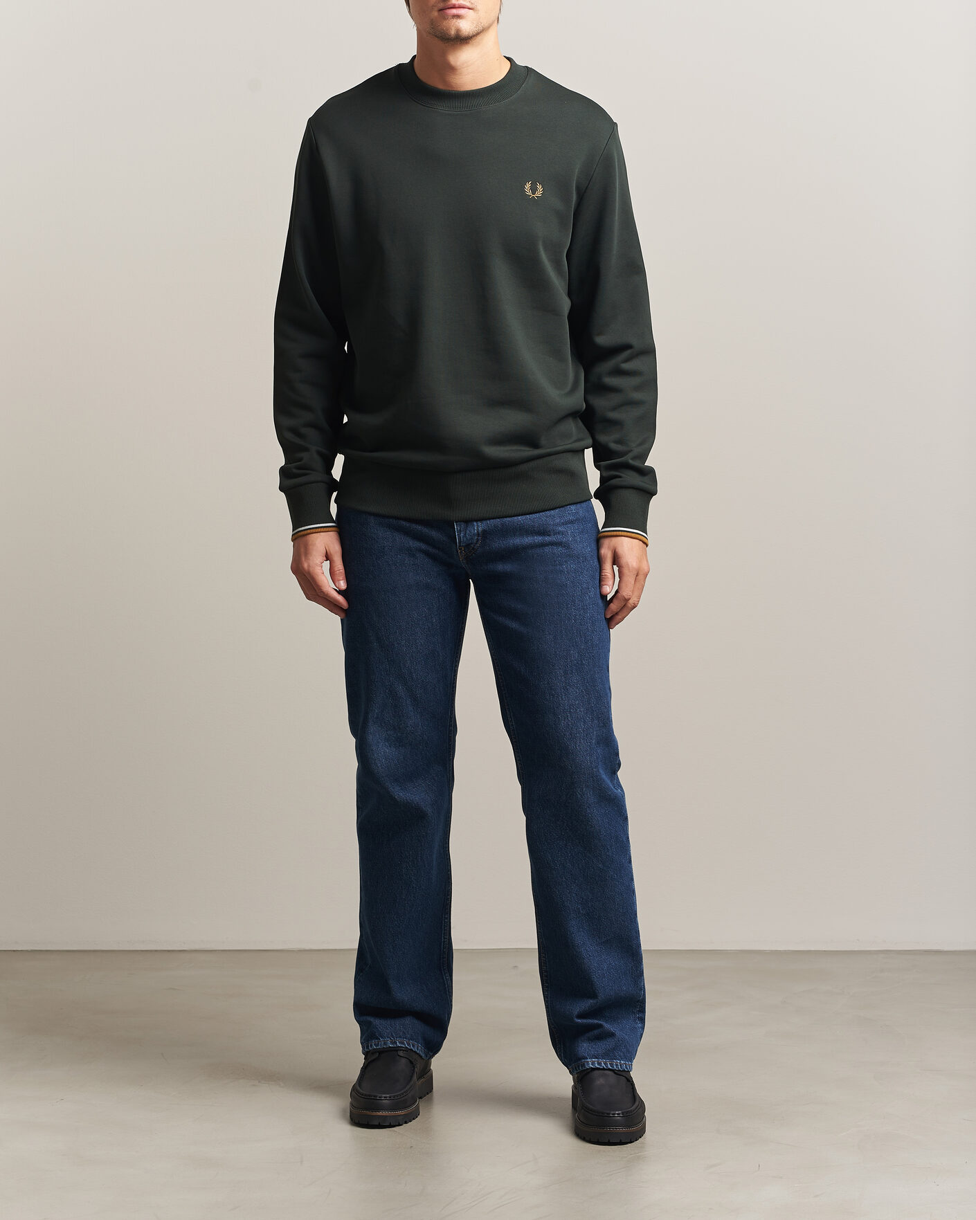 Herren | Pullover | Fred Perry | Crew Neck Sweatshirt Night Green